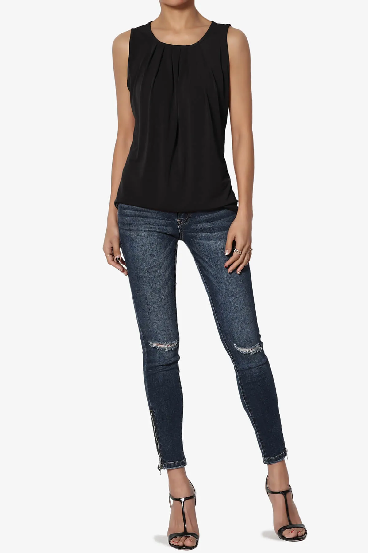 Chaffee Pleat Neck Tank Top PLUS
