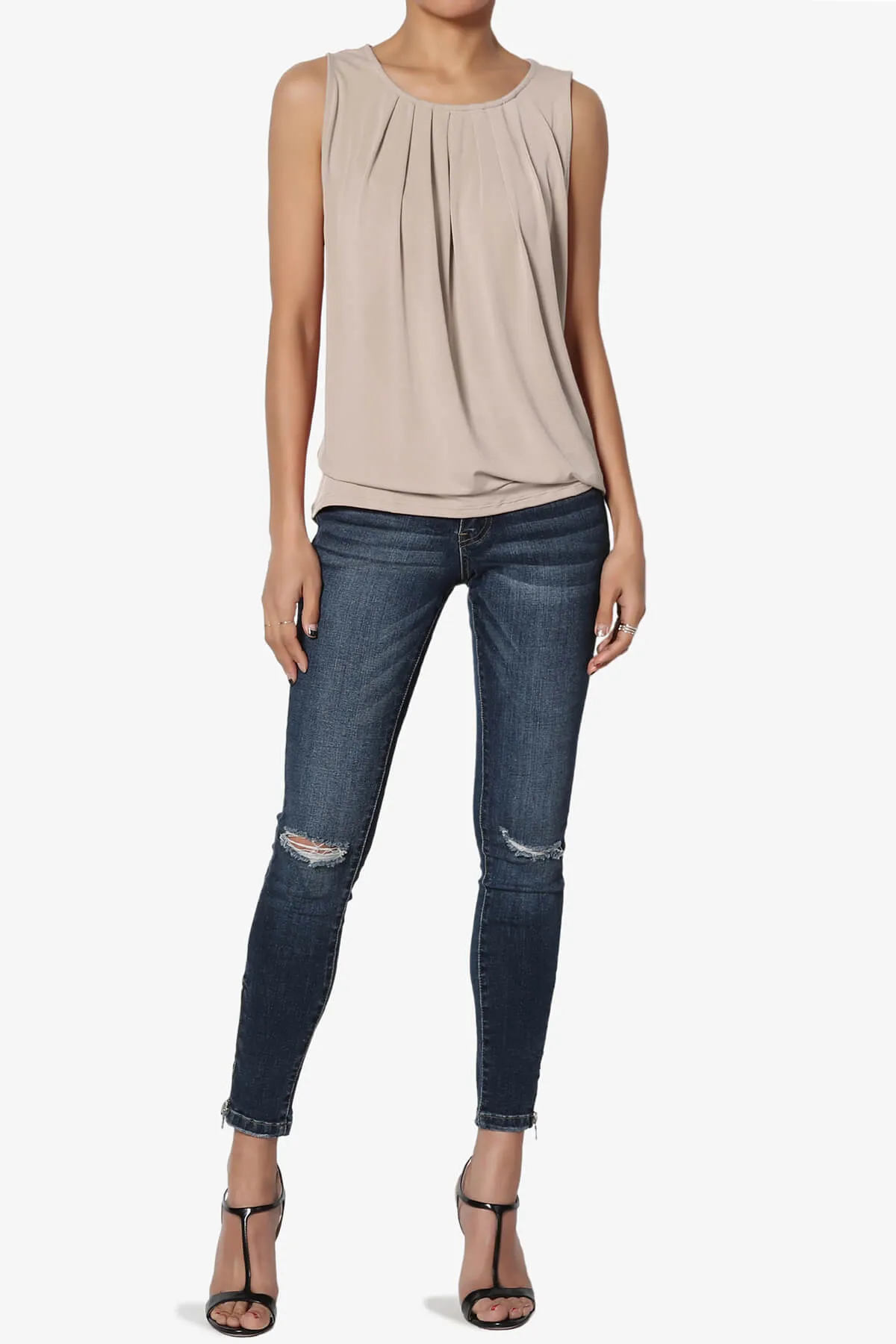 Chaffee Pleat Neck Tank Top PLUS