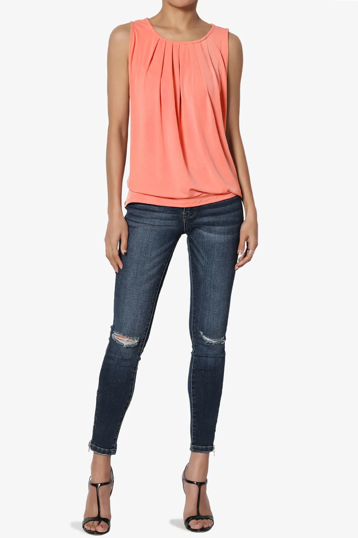 Chaffee Pleat Neck Tank Top PLUS