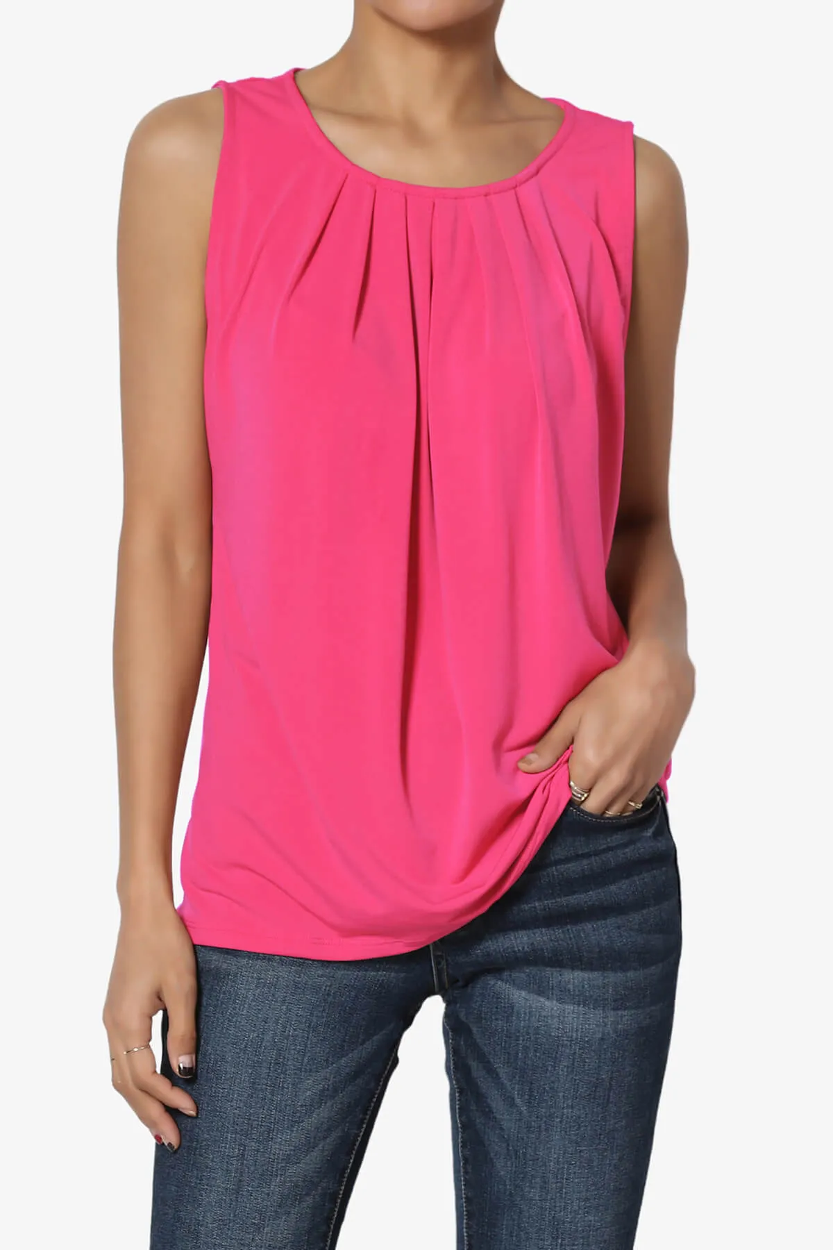 Chaffee Pleat Neck Tank Top PLUS