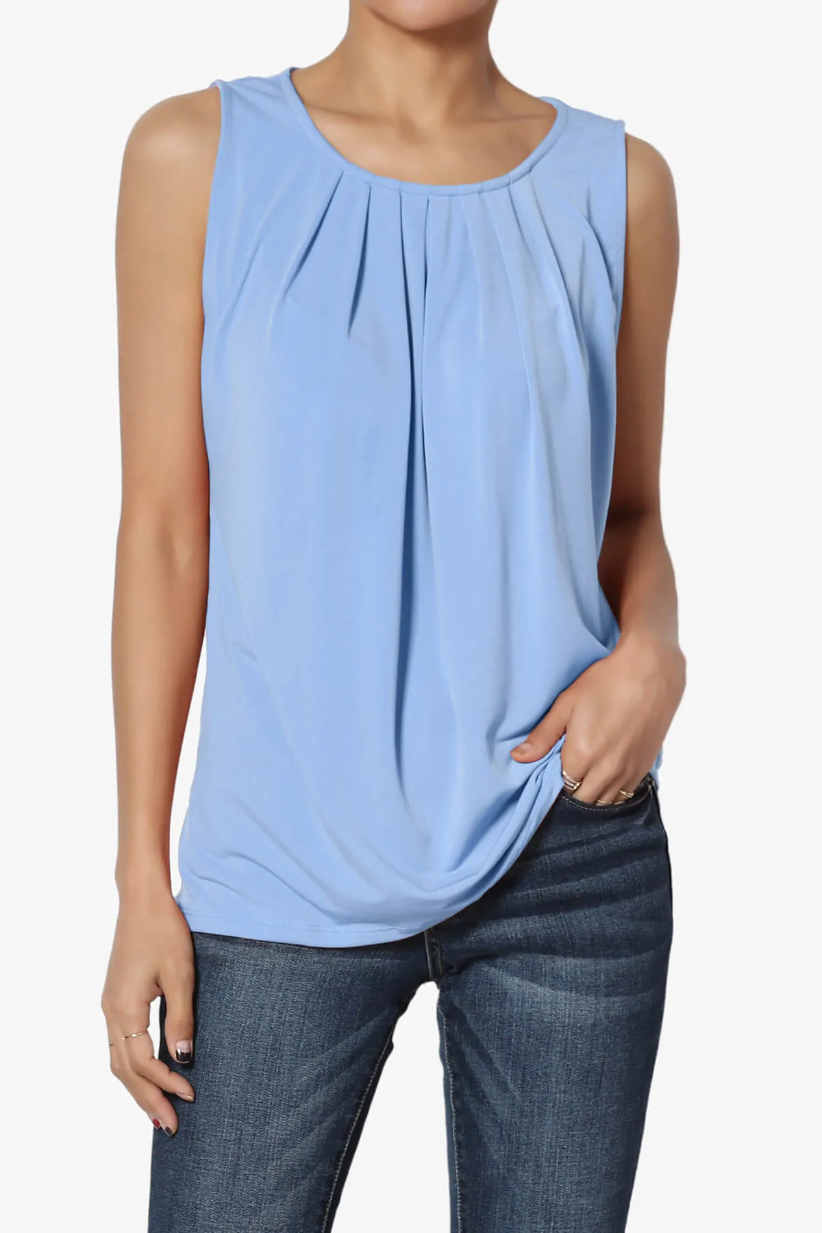 Chaffee Pleat Neck Tank Top PLUS