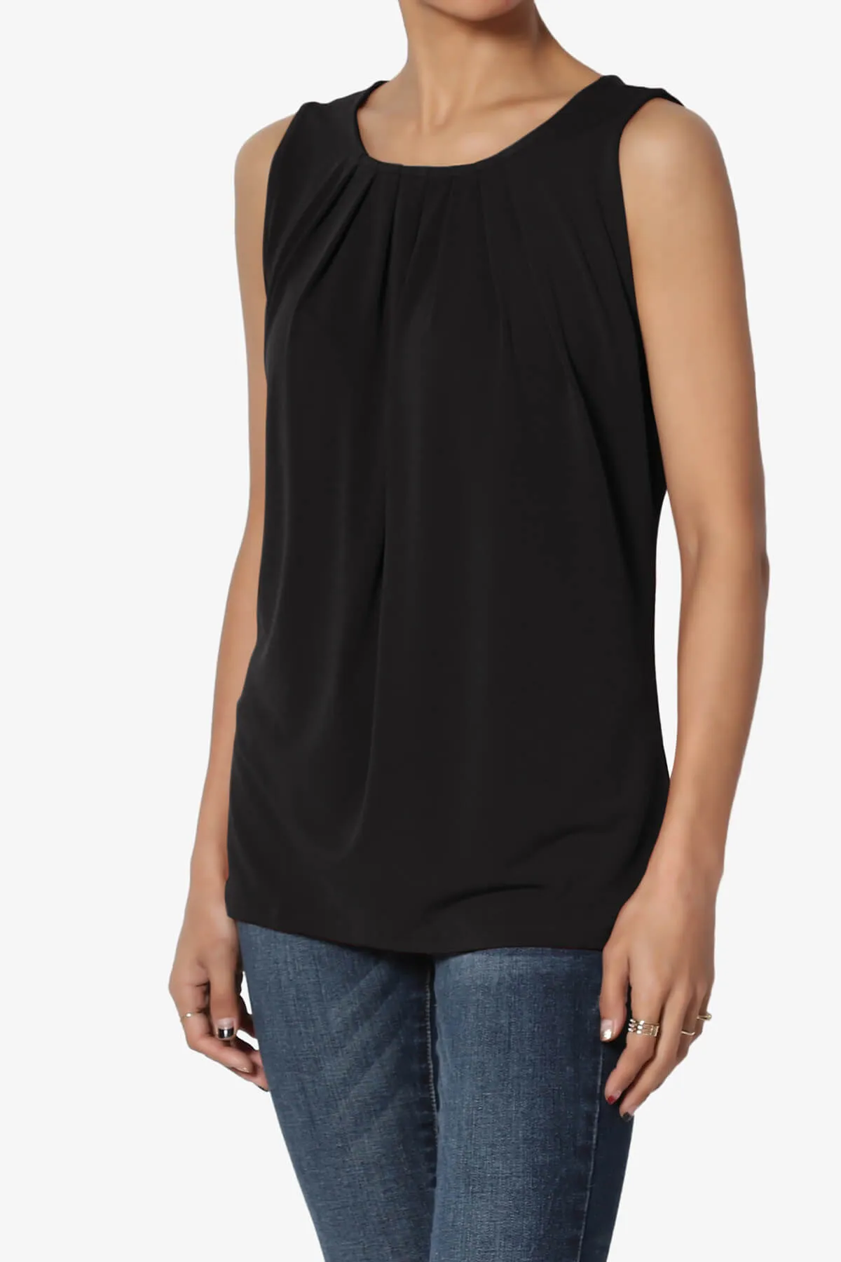 Chaffee Pleat Neck Tank Top PLUS