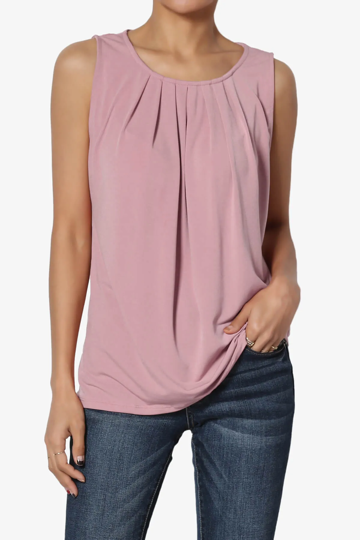 Chaffee Pleat Neck Tank Top PLUS