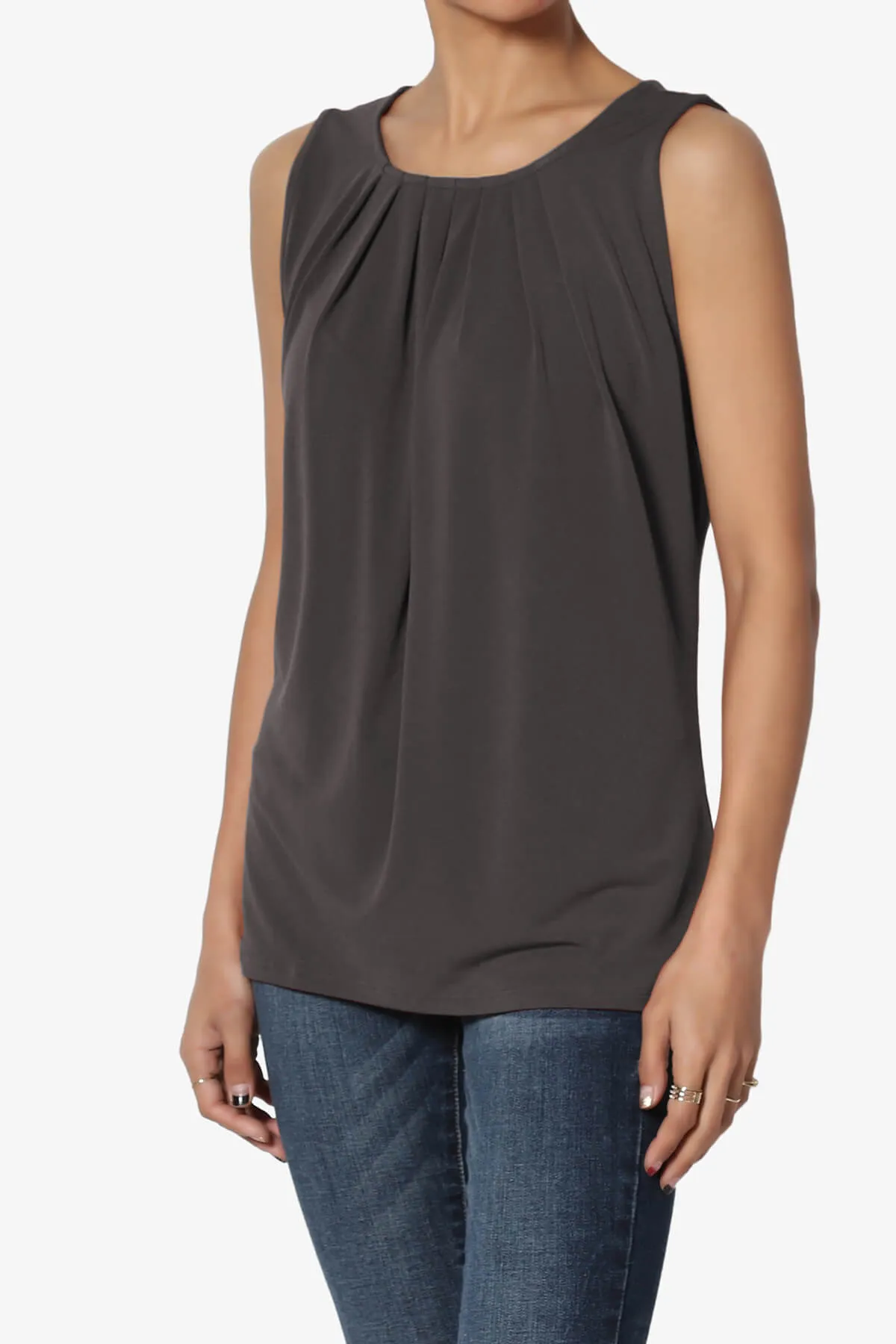 Chaffee Pleat Neck Tank Top PLUS