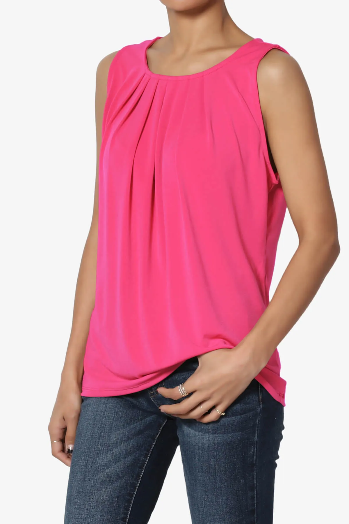 Chaffee Pleat Neck Tank Top PLUS