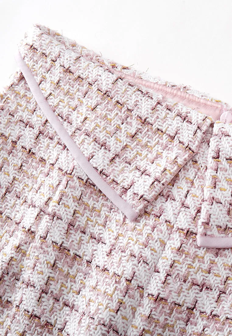 Checked Flap-detail Slit-detail Skirt