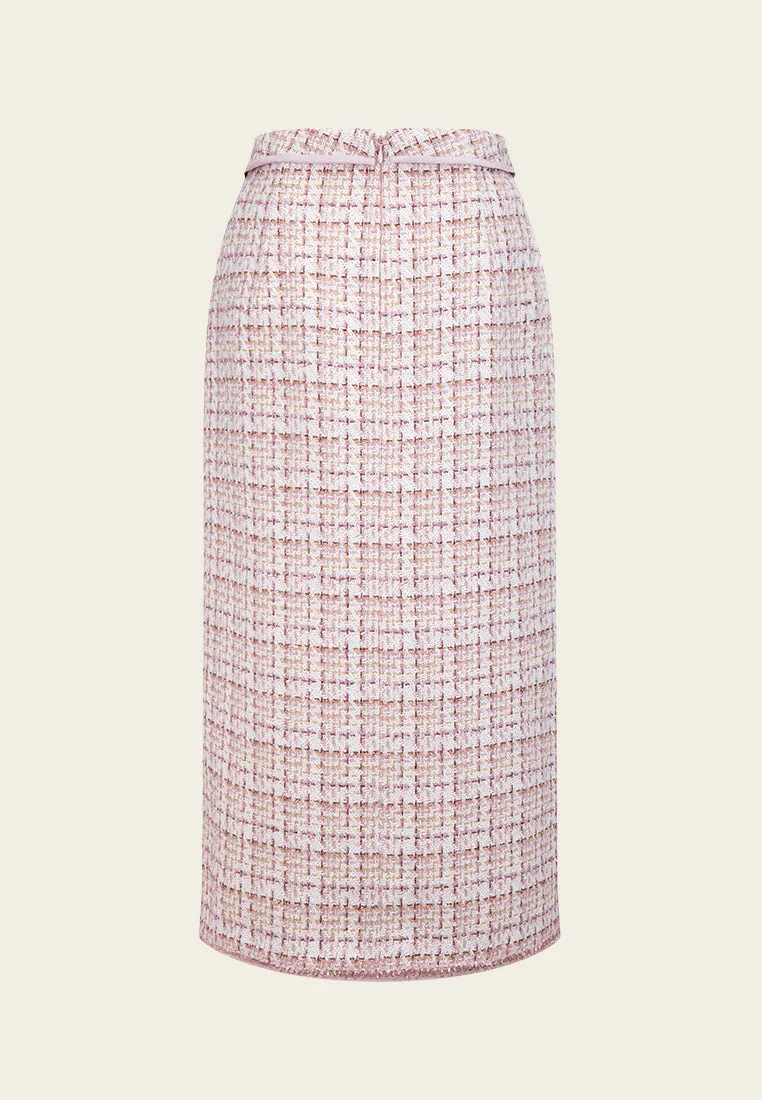 Checked Flap-detail Slit-detail Skirt