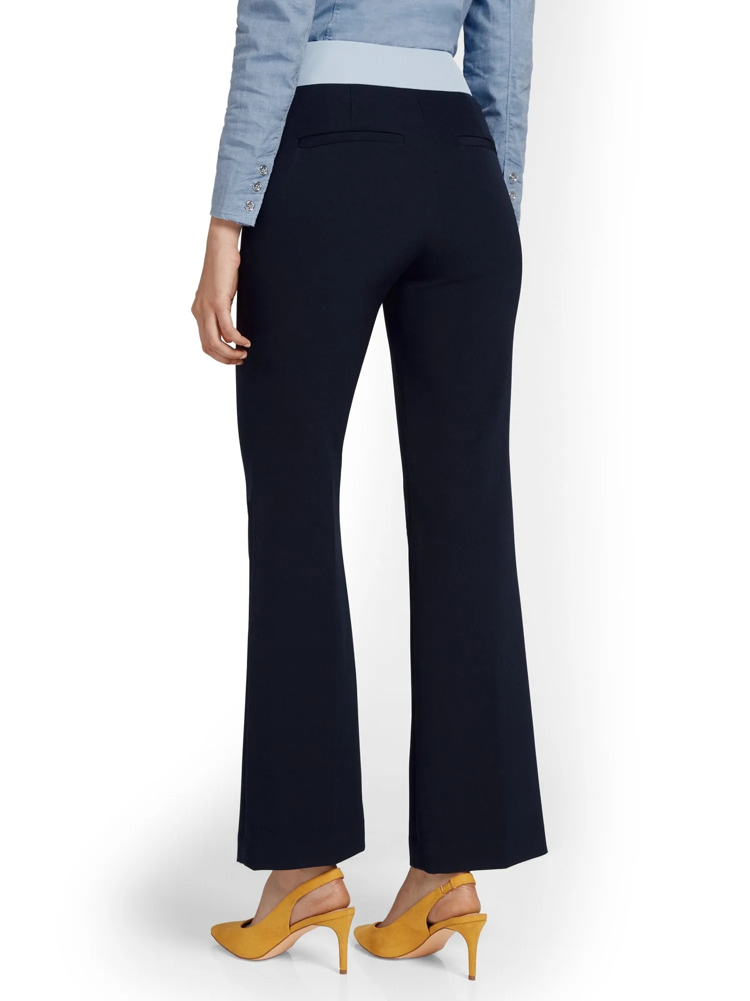 Colorblock-Waist Wide-Leg Pant