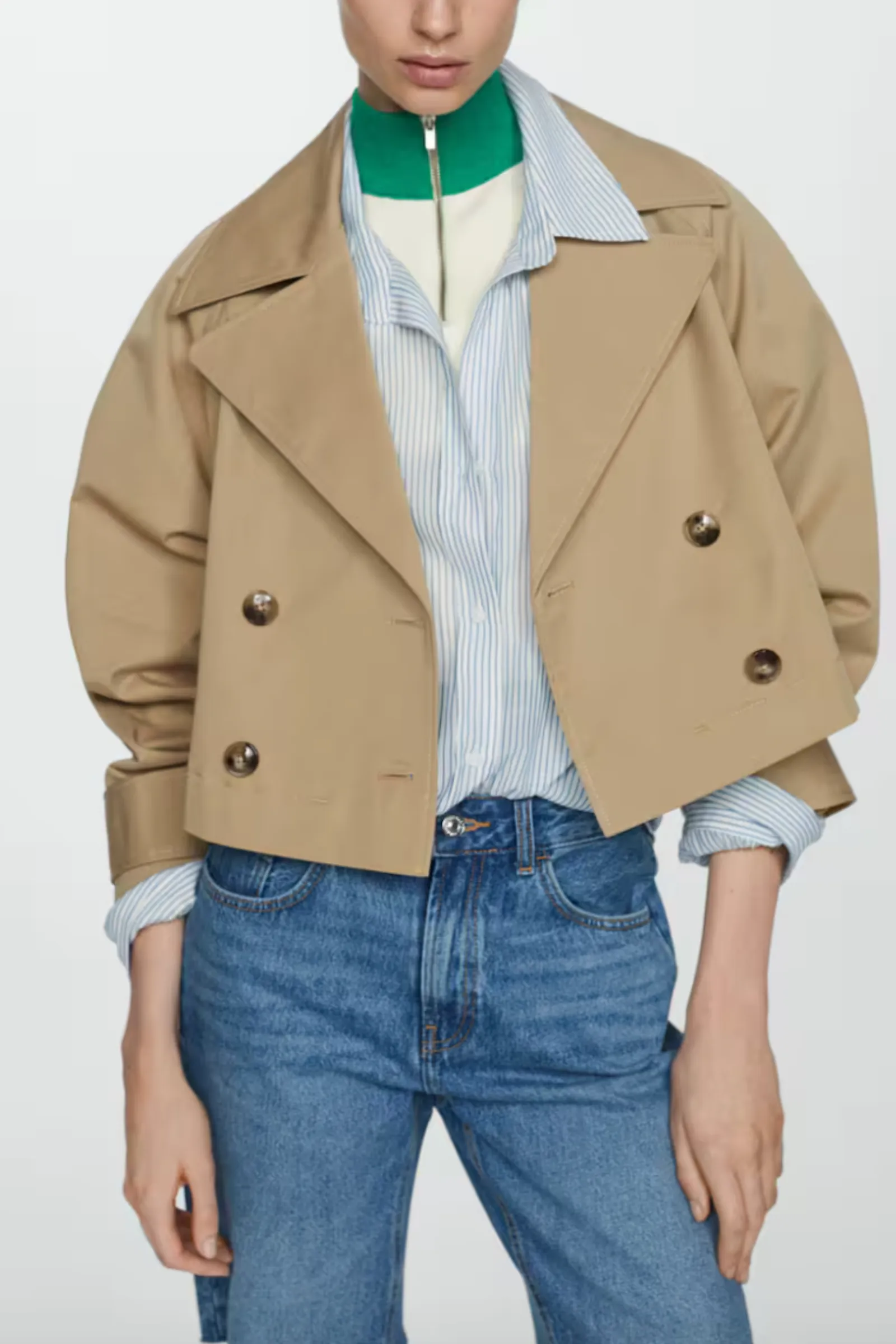Cropped Trench Coat With Lapels
