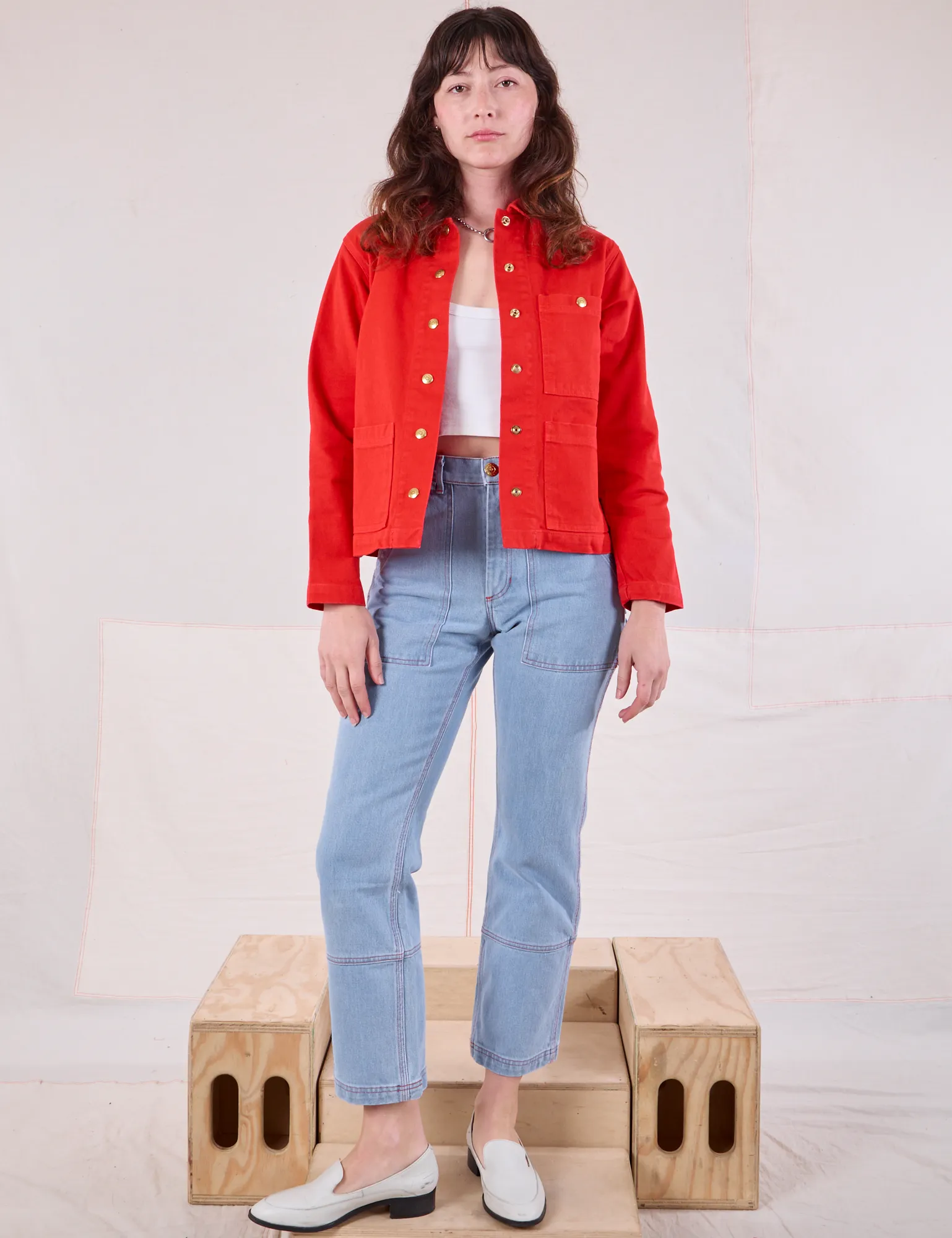 Denim Work Jacket - Mustang Red