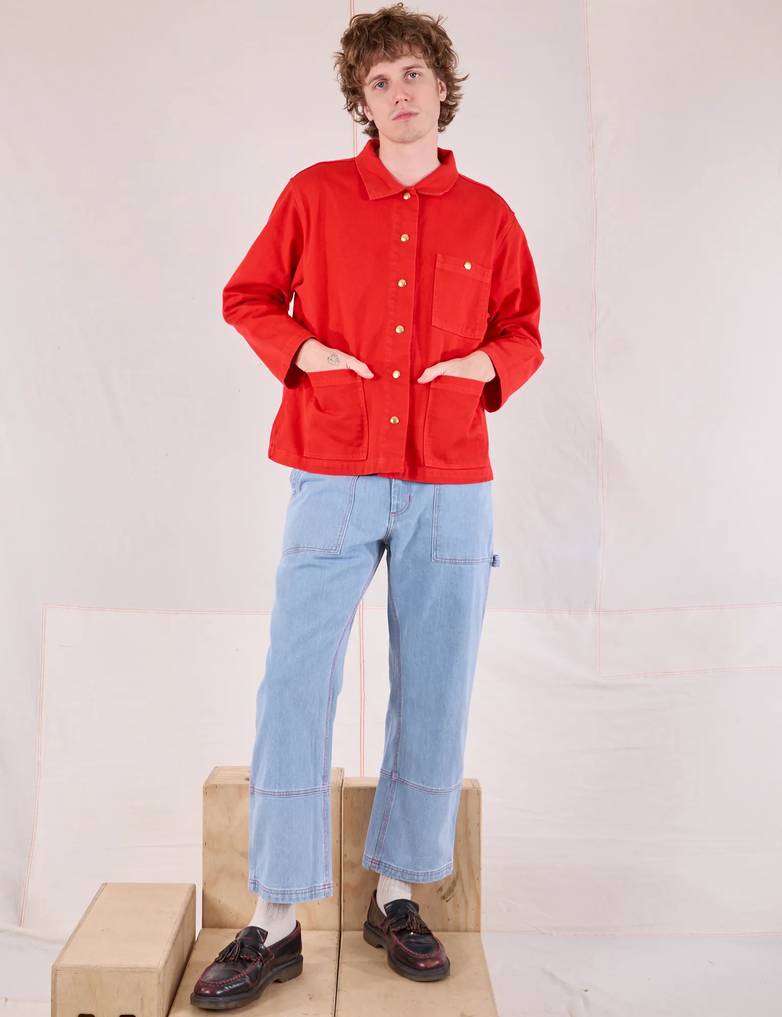Denim Work Jacket - Mustang Red