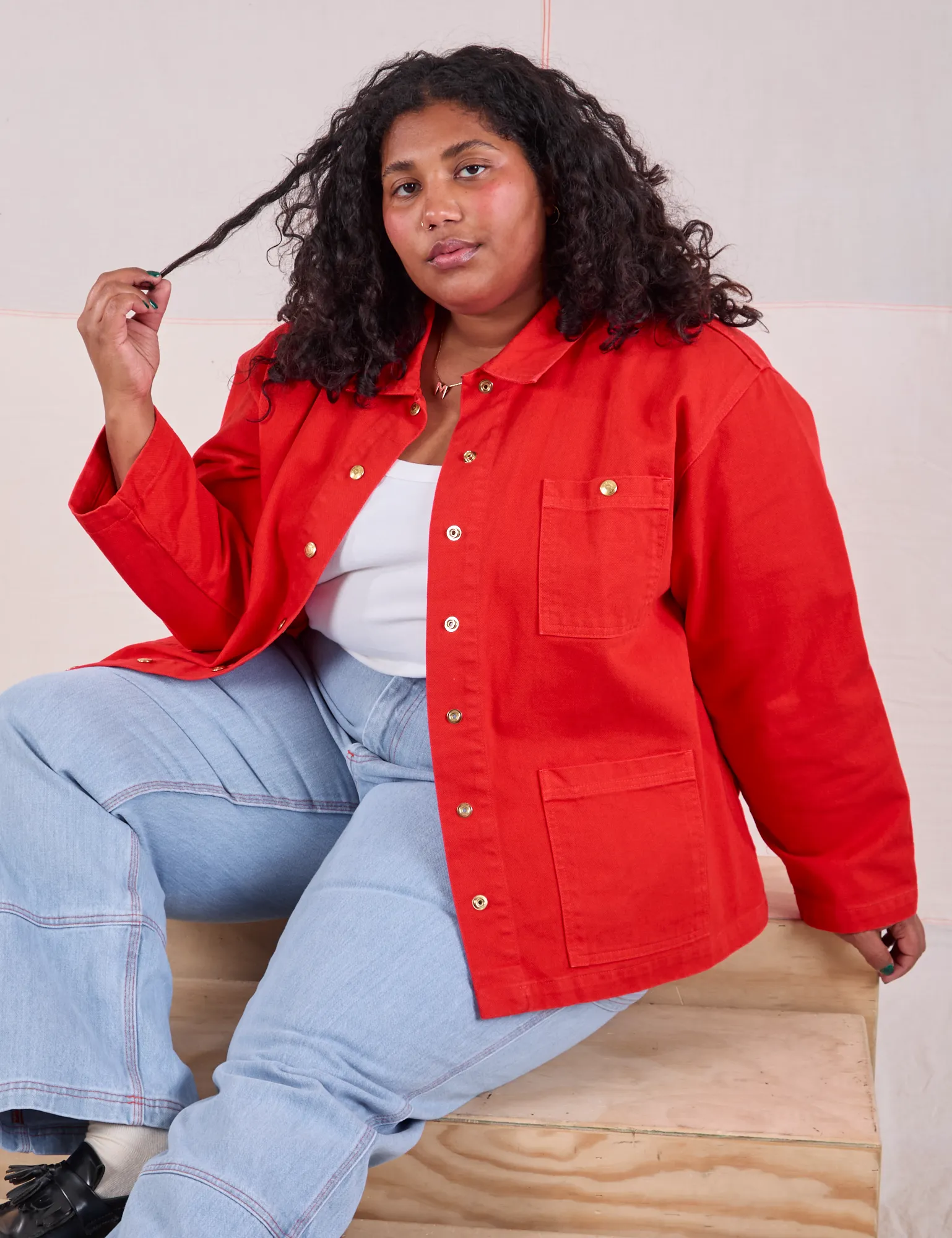 Denim Work Jacket - Mustang Red