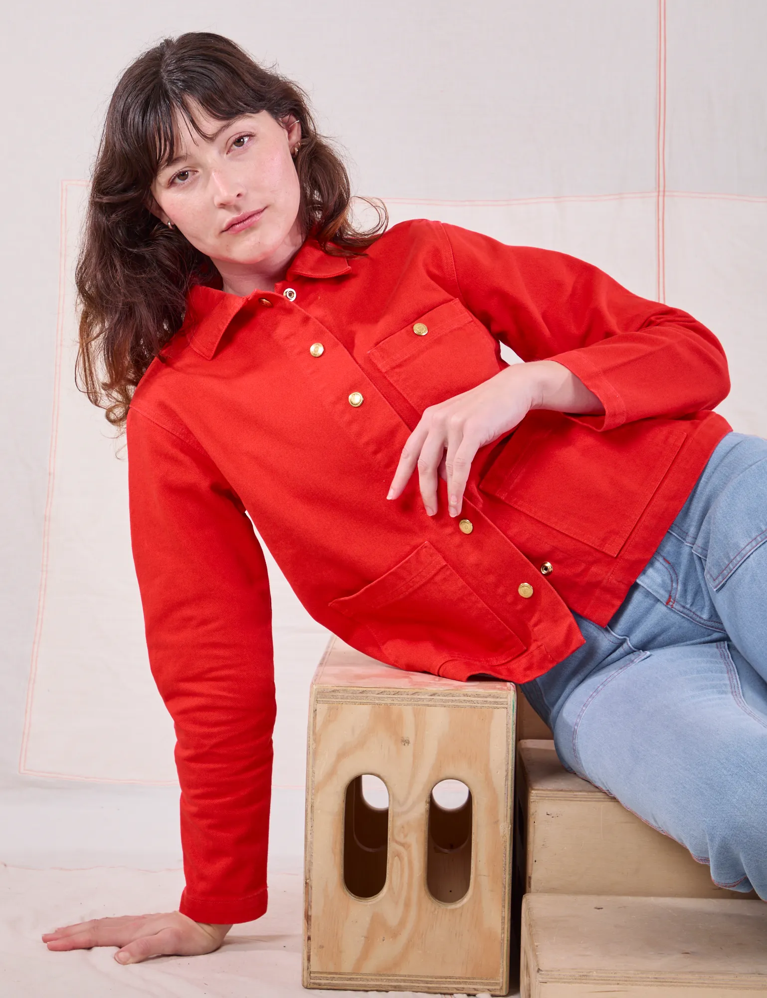 Denim Work Jacket - Mustang Red