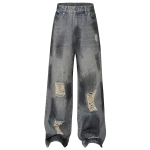 Distressed Ombre Wide-leg Jeans