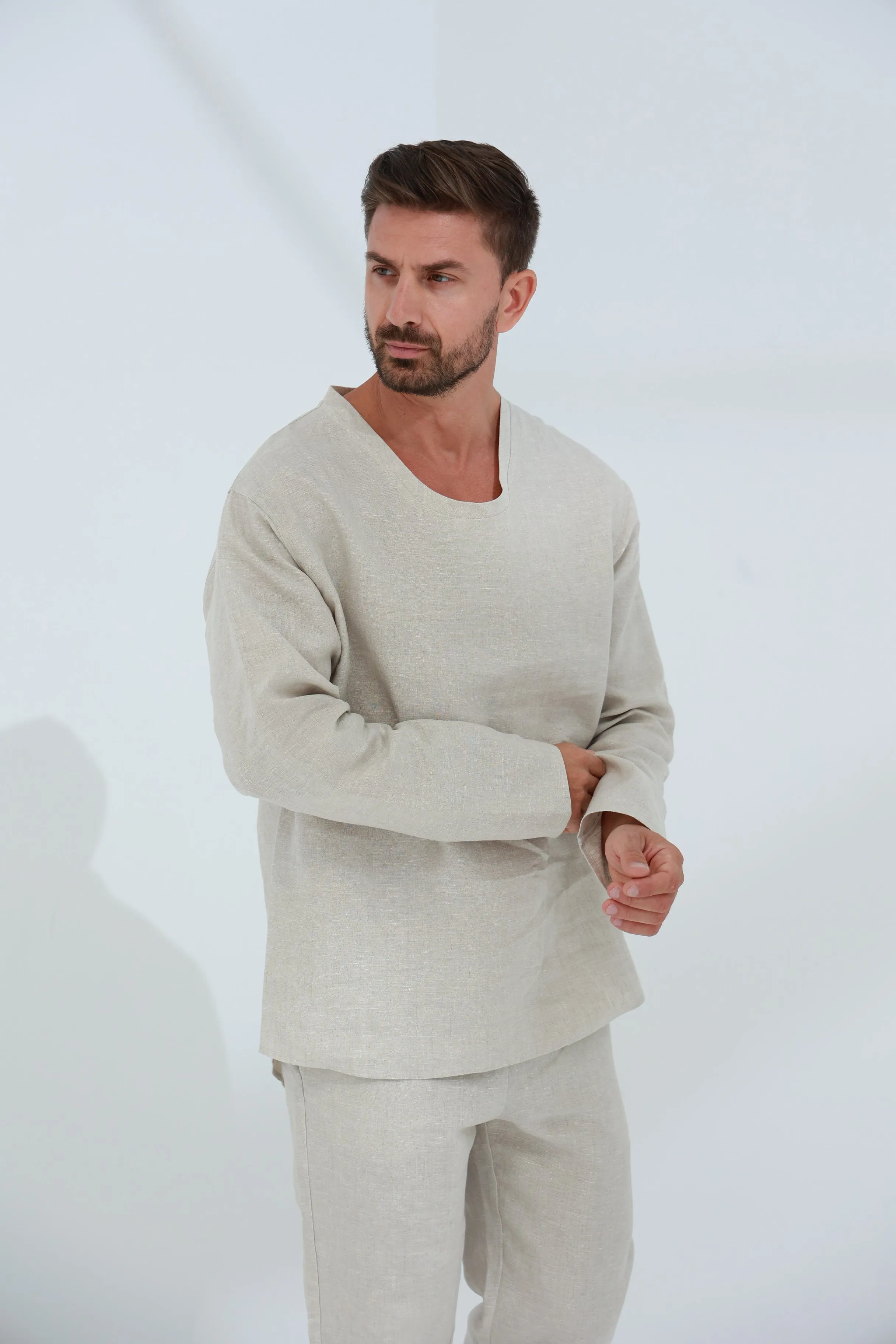 Ditta Men's Linen Top Beige