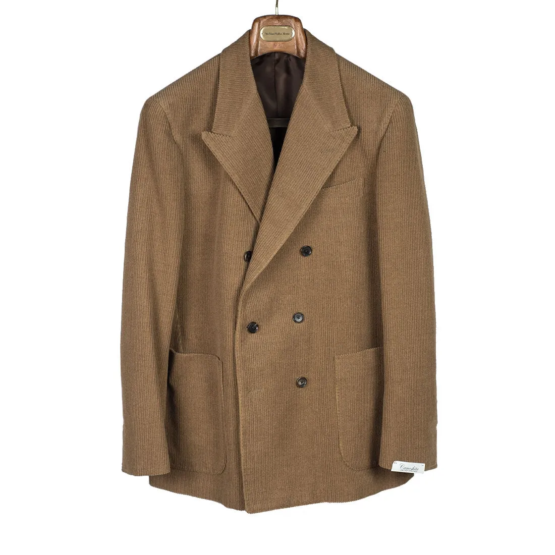 Double-breasted jacket in camelhair & cotton corduroy