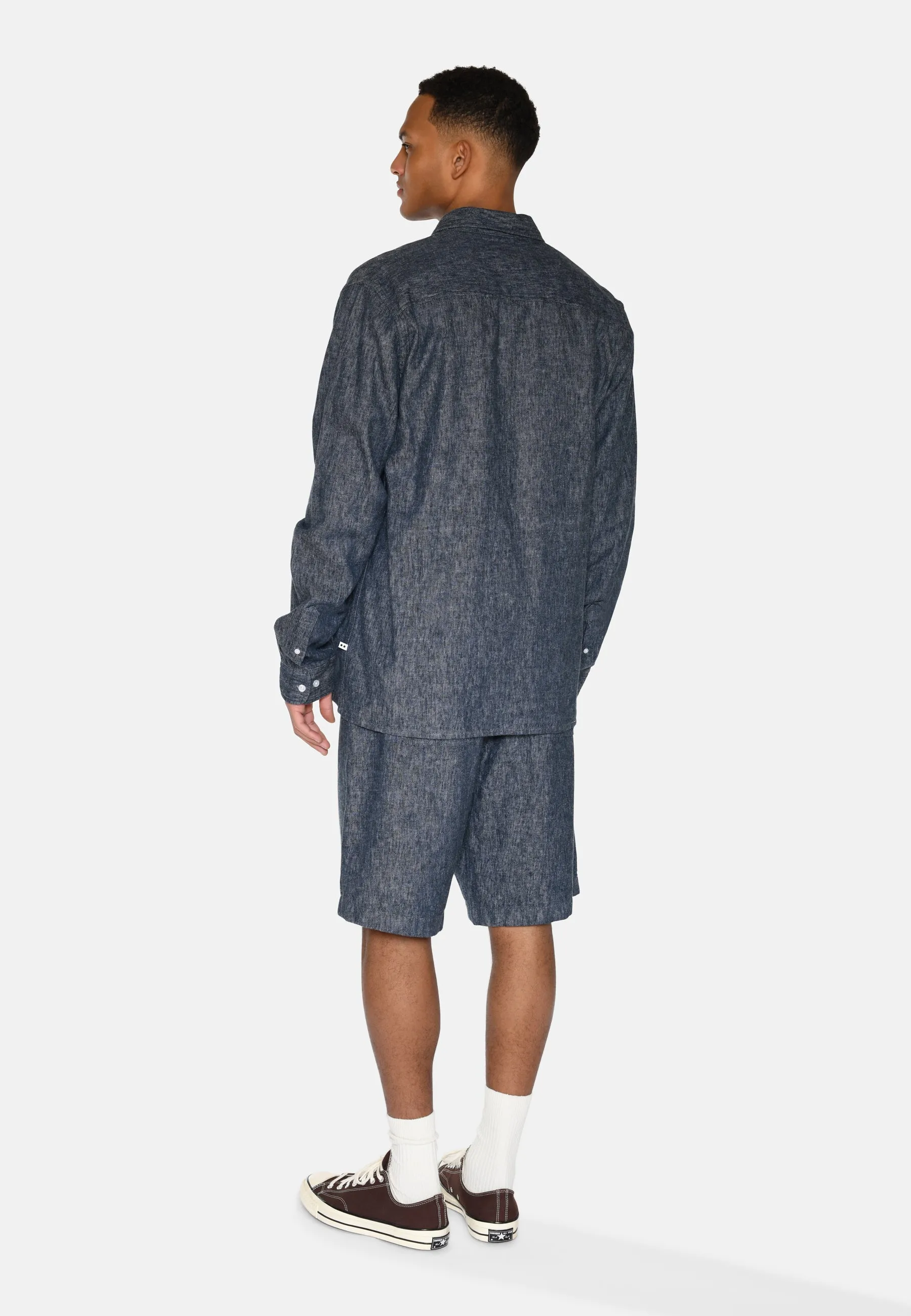 Douglas linen denim shirt 4128 - Sky Captain