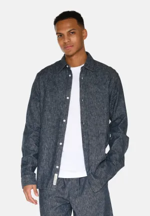 Douglas linen denim shirt 4128 - Sky Captain