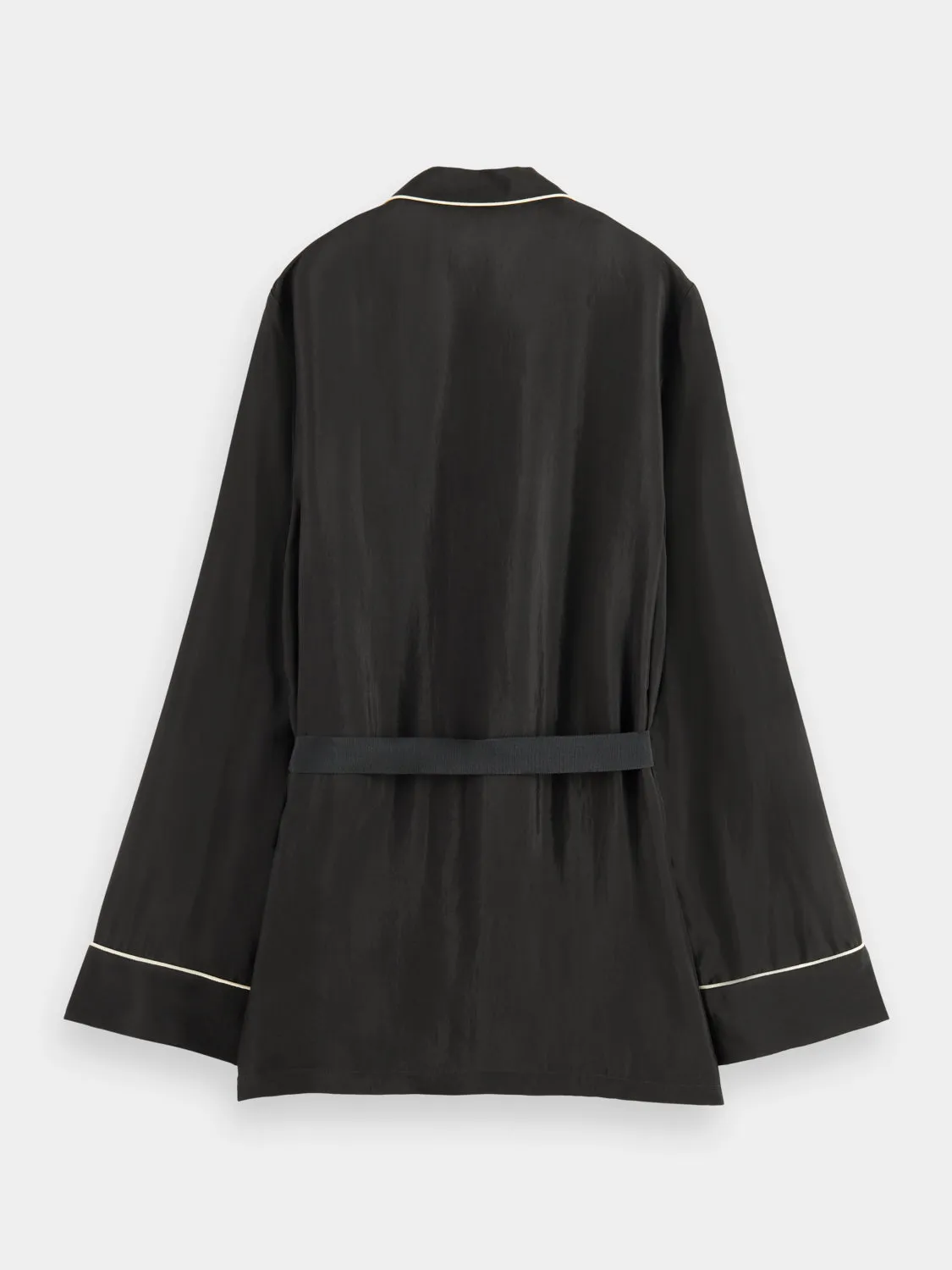 Embroidered belted blazer
