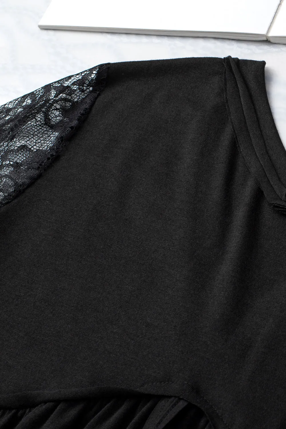 Eyelash Lace Ruffle Babydoll Top
