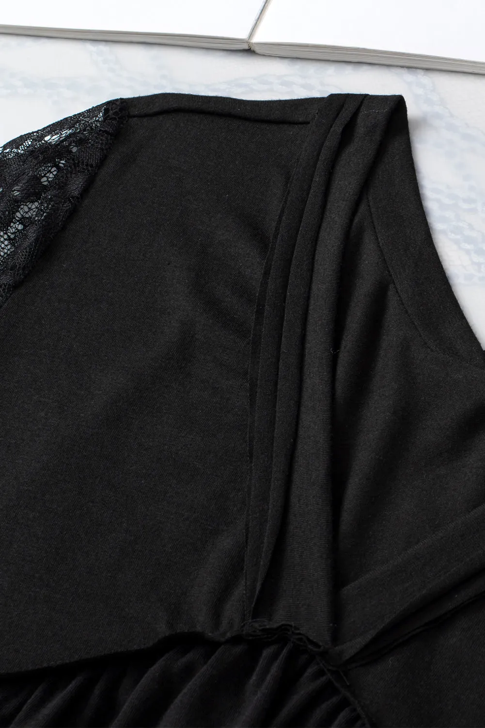 Eyelash Lace Ruffle Babydoll Top