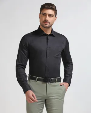 Formal Black Jacquard Shirt - Cyan