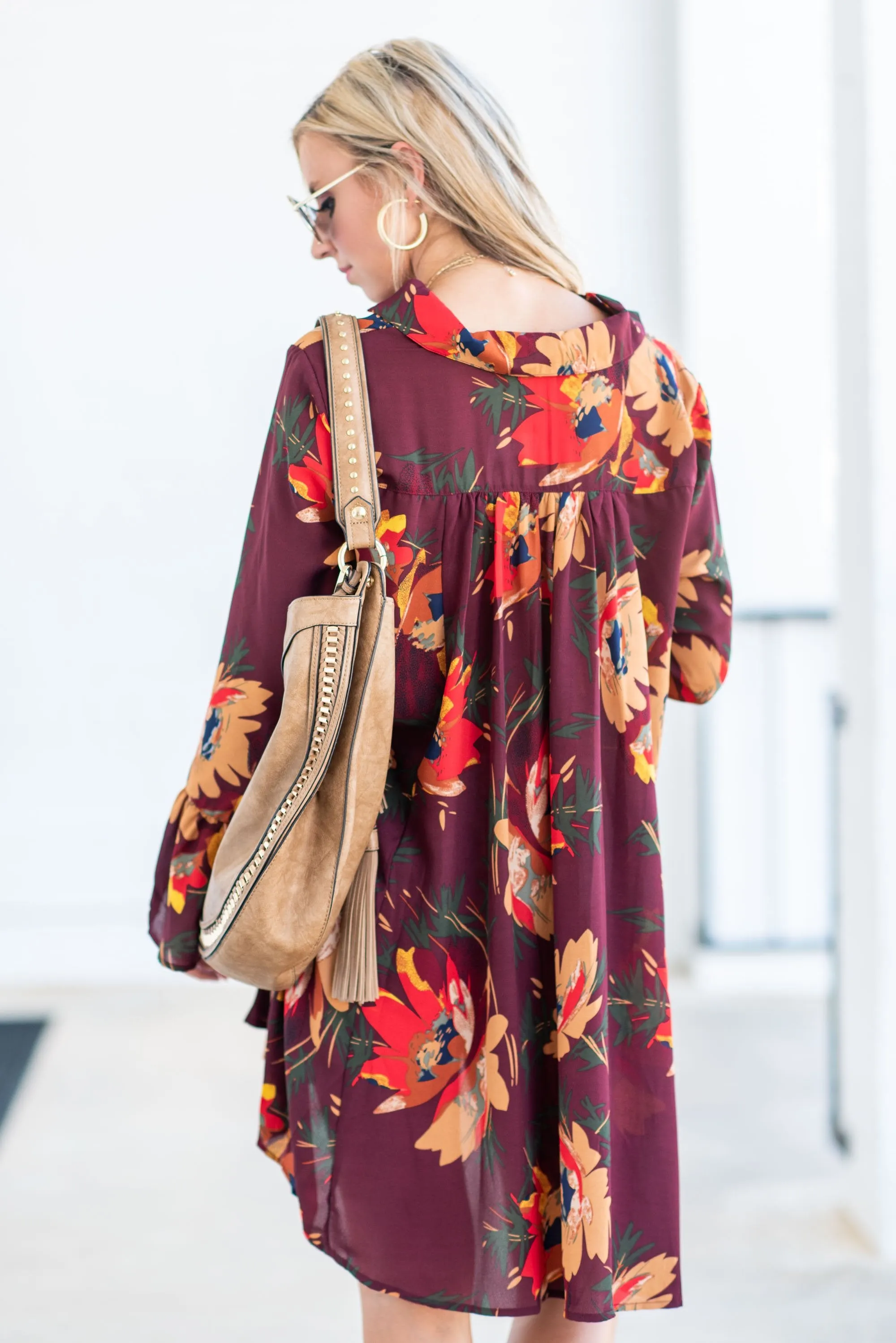 Found Your Calling Wine Red Floral Dress
