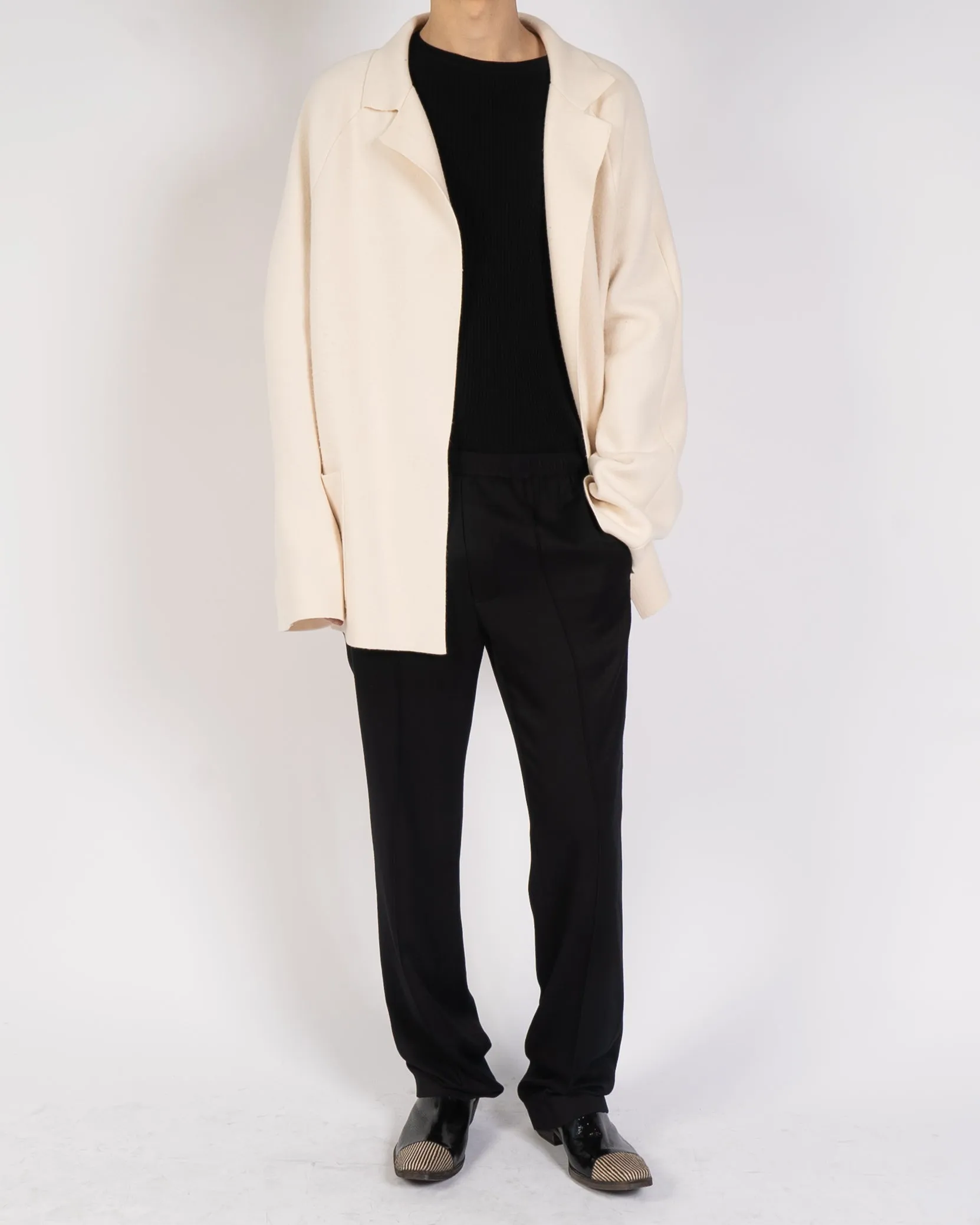 FW19 Ivory Open Wool Knit Cardigan