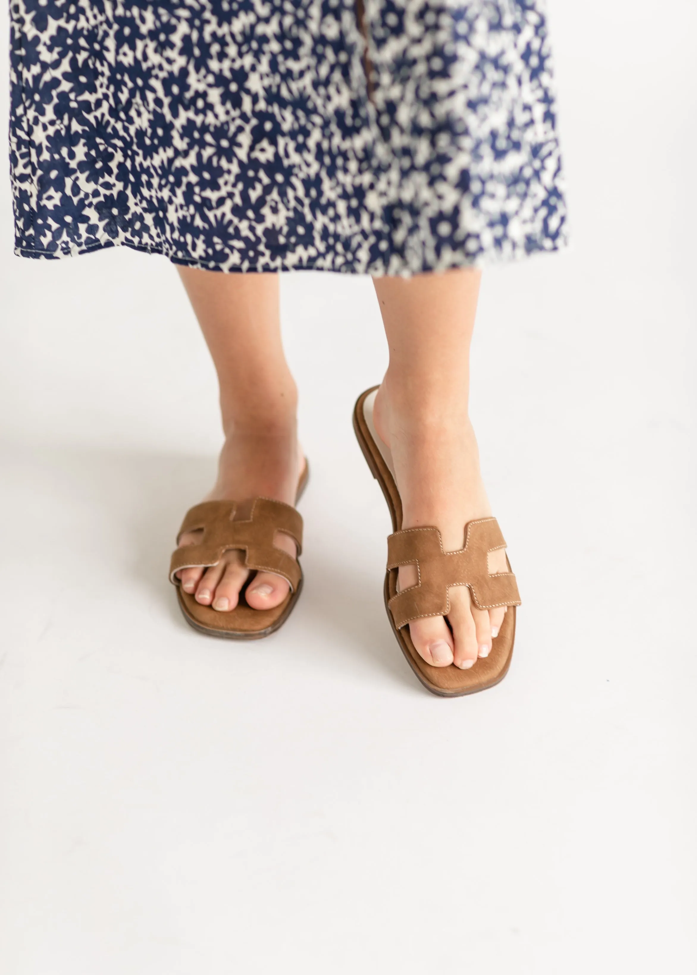 H-Shape Faux Suede Slide Sandals - FINAL SALE