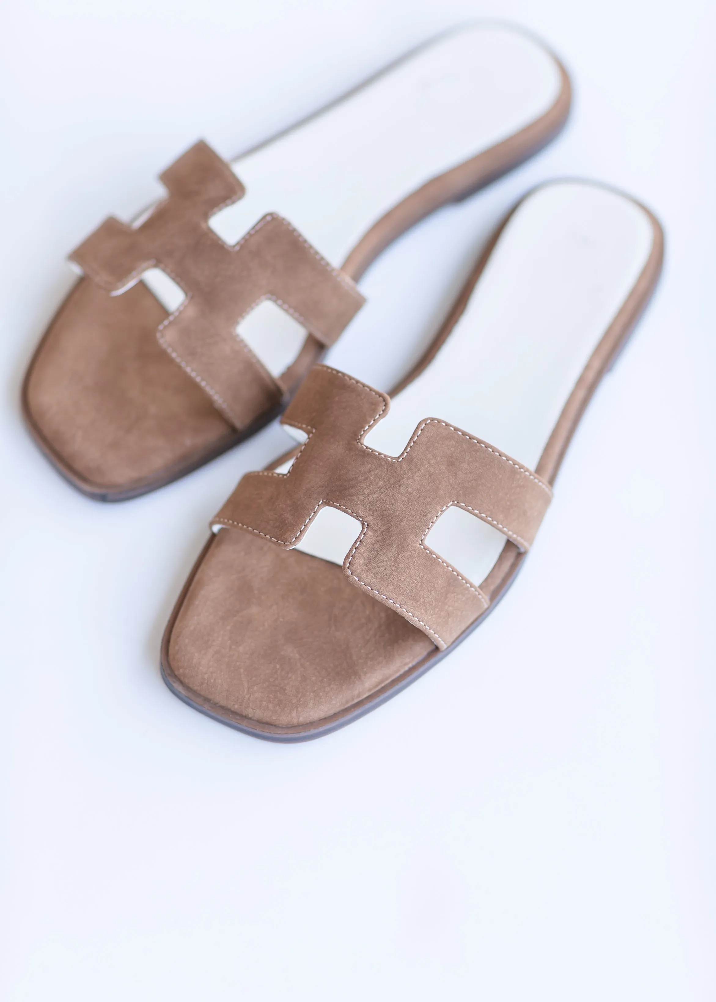 H-Shape Faux Suede Slide Sandals - FINAL SALE
