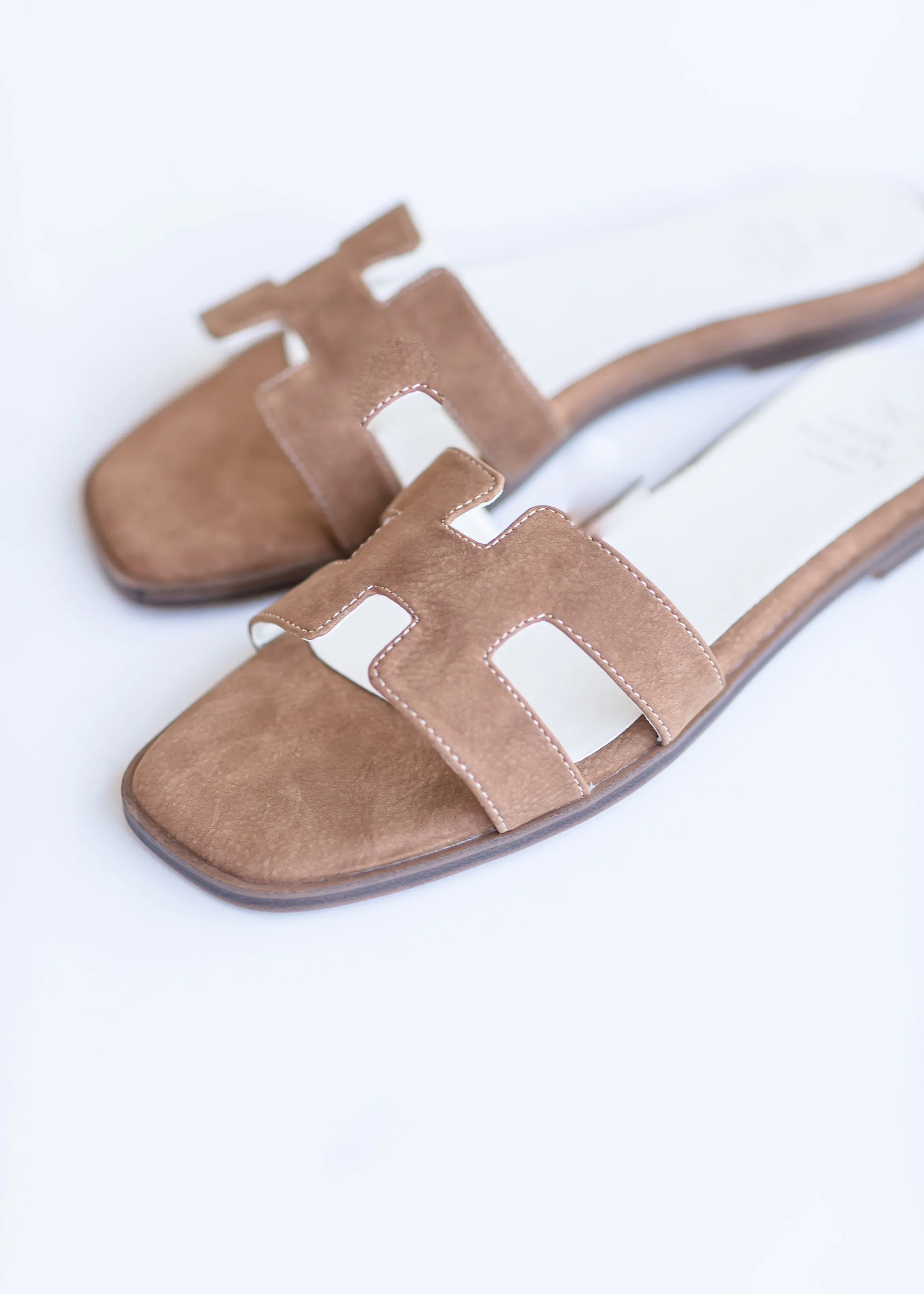 H-Shape Faux Suede Slide Sandals - FINAL SALE
