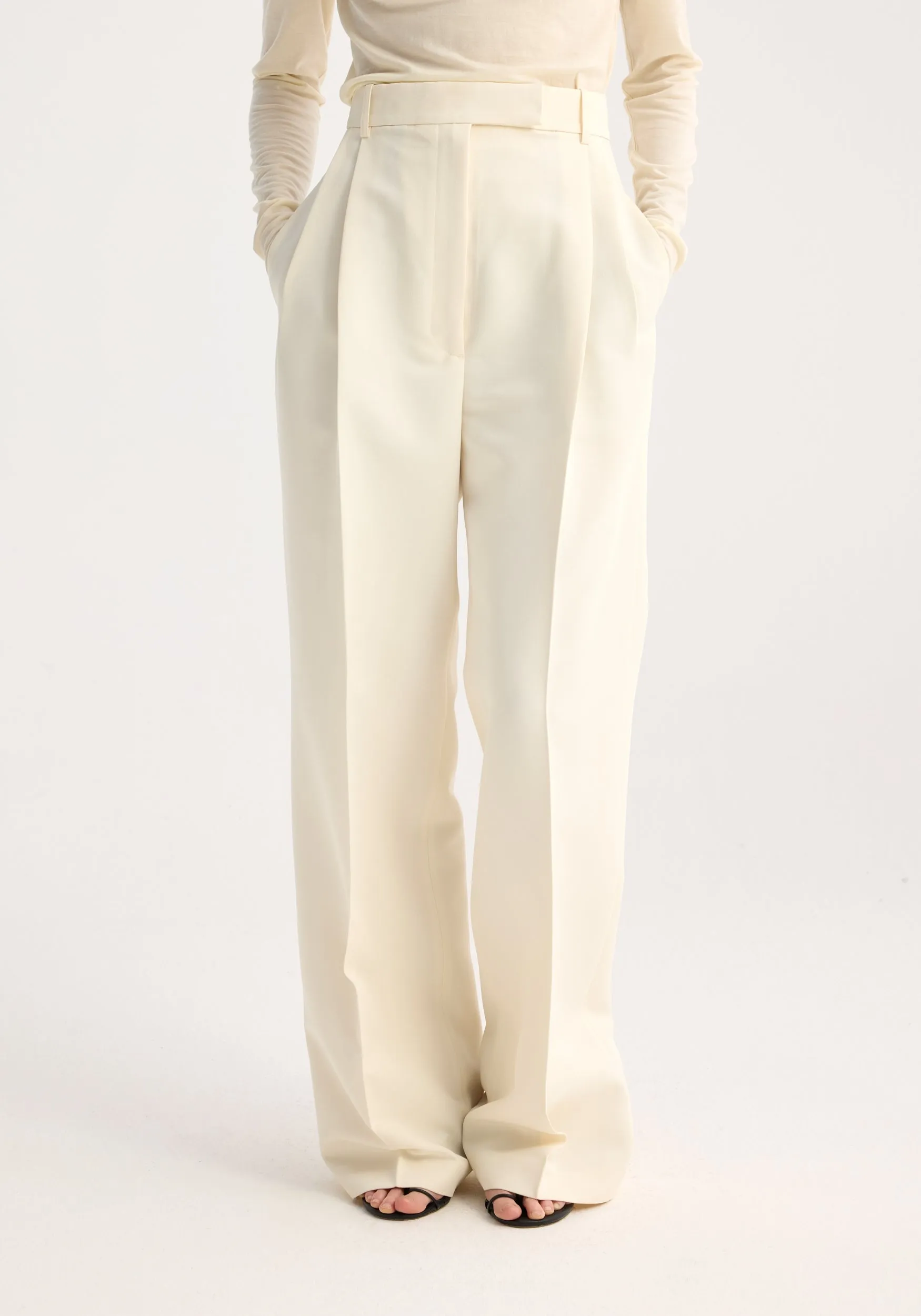 High-waist tailored trousers | off white