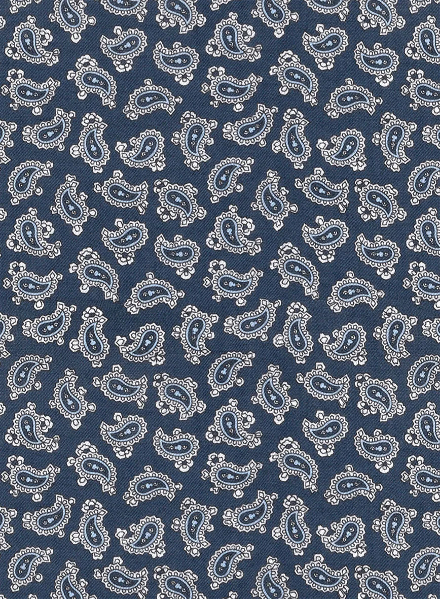 Italian Paisley Dark Blue Summer Linen Shirt