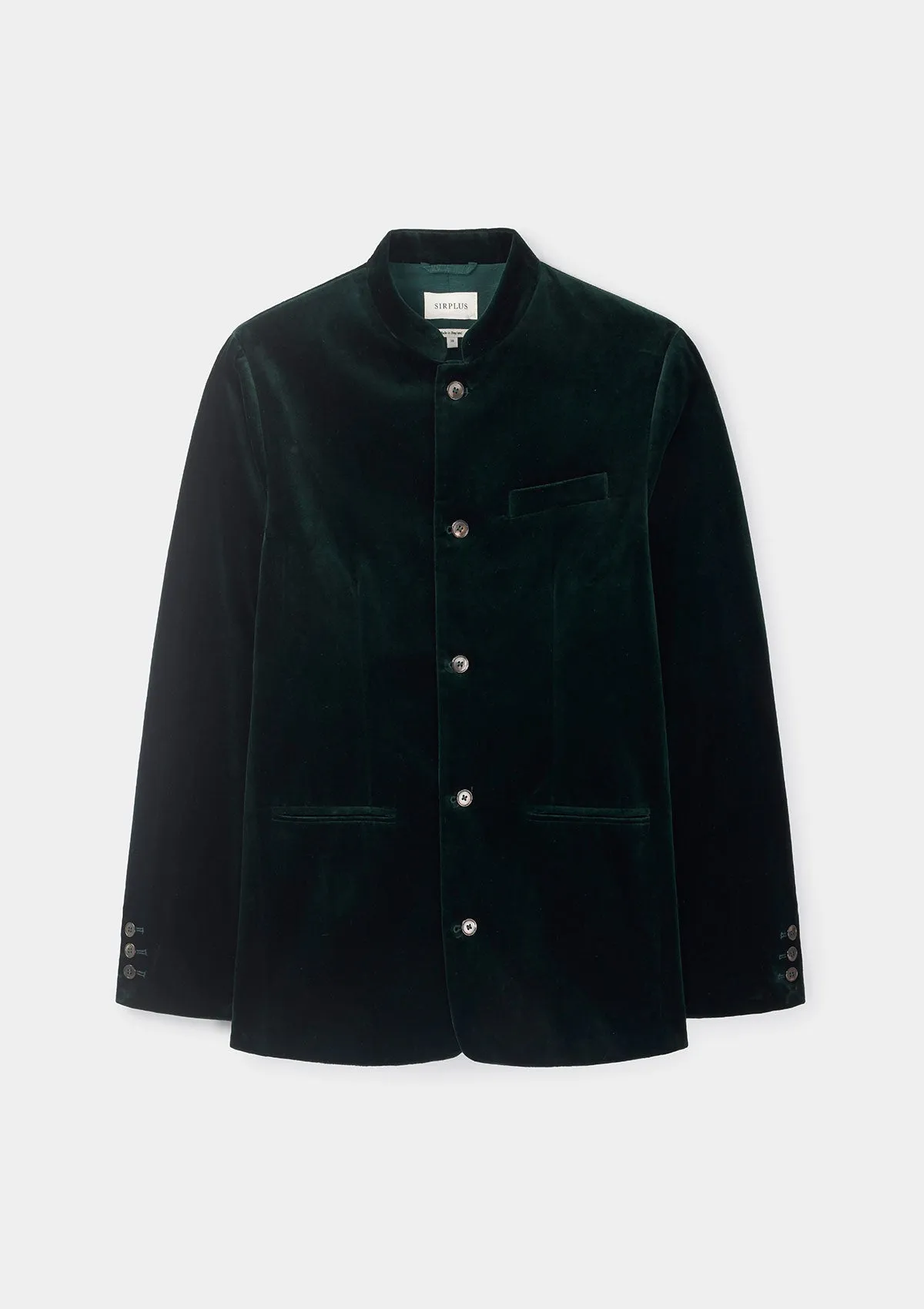Ivy Green Organic Velvet Nehru Jacket