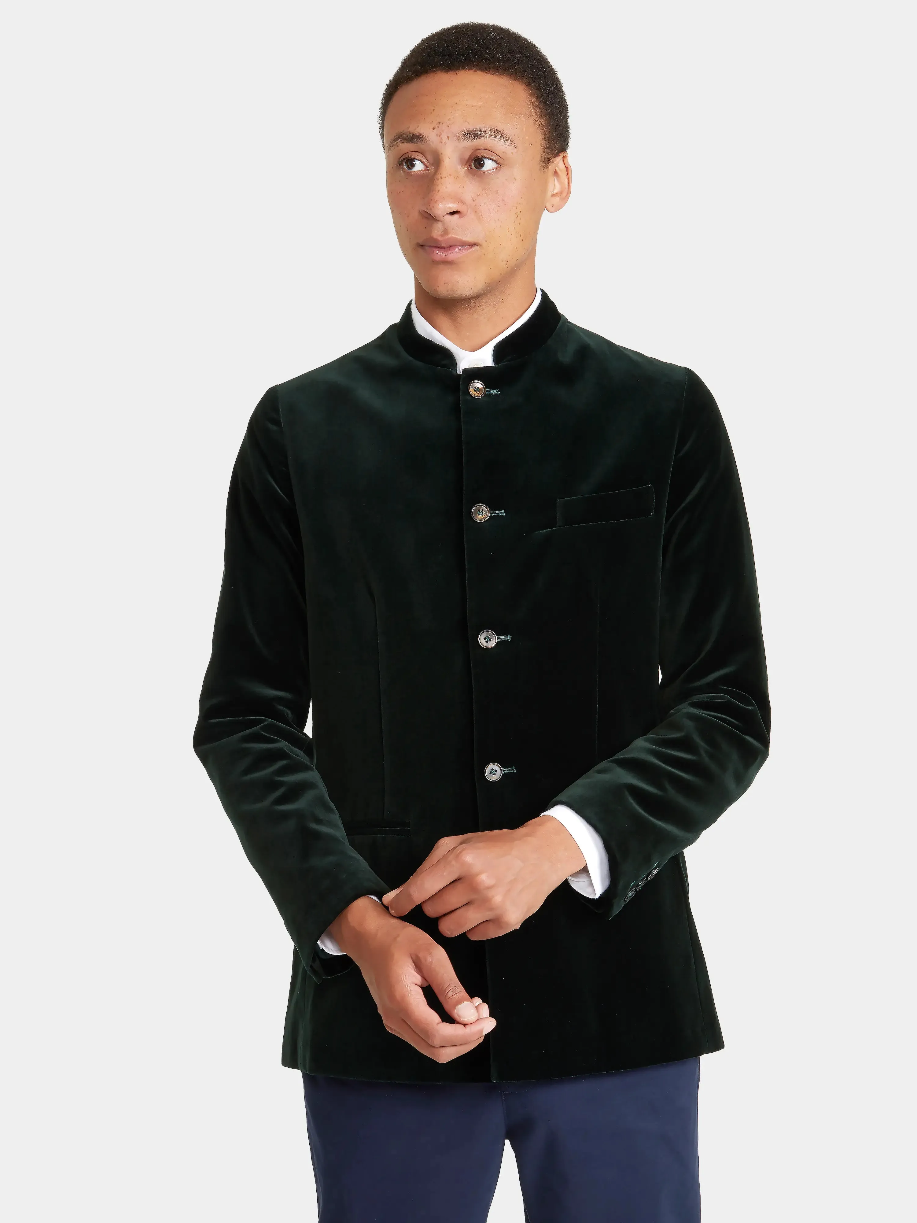 Ivy Green Organic Velvet Nehru Jacket