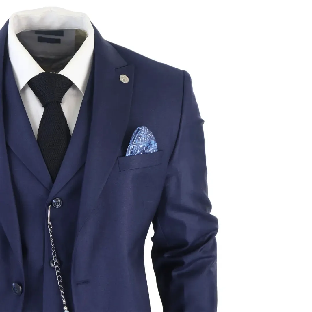 James - Men's 3 Piece Navy Blue Suit
