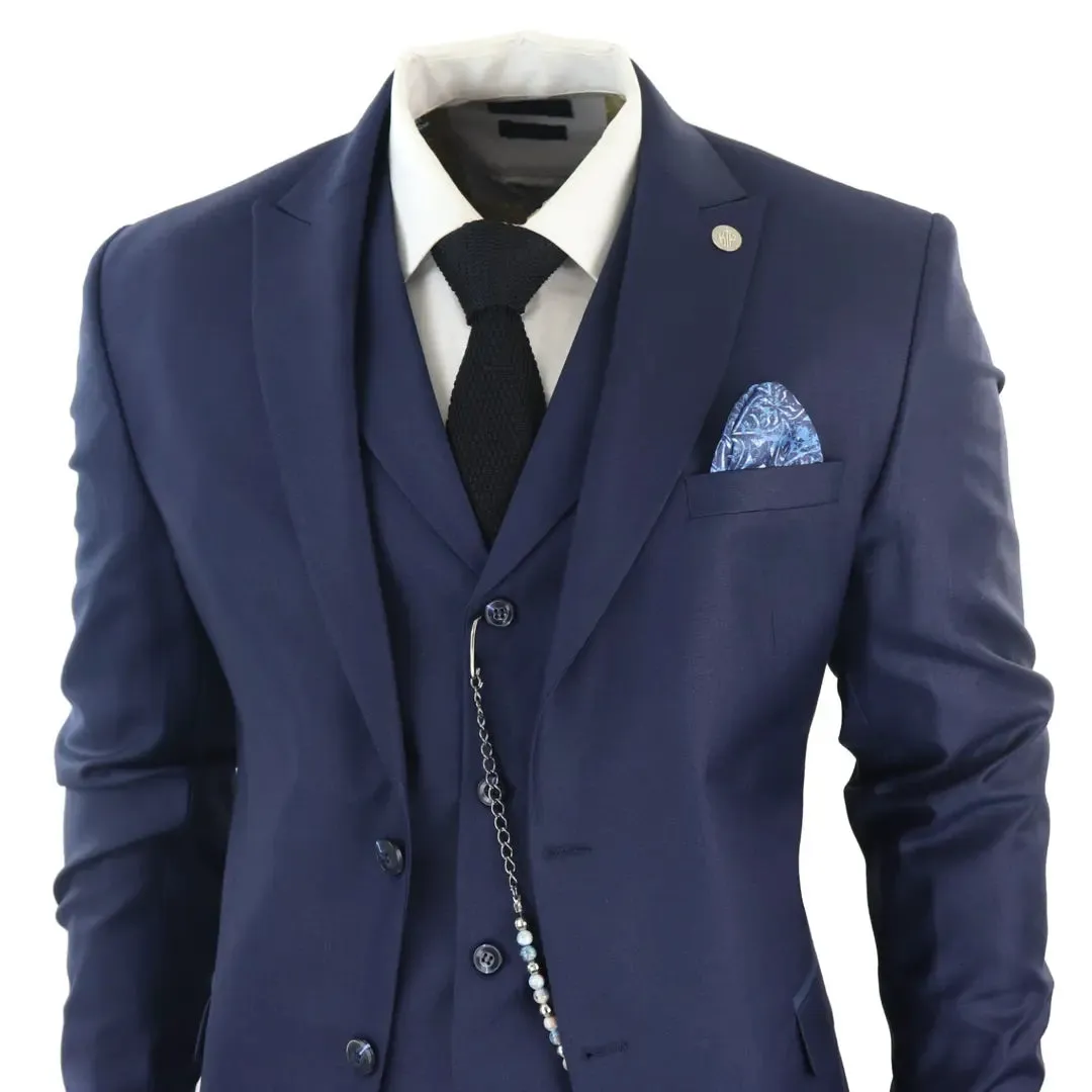James - Men's 3 Piece Navy Blue Suit