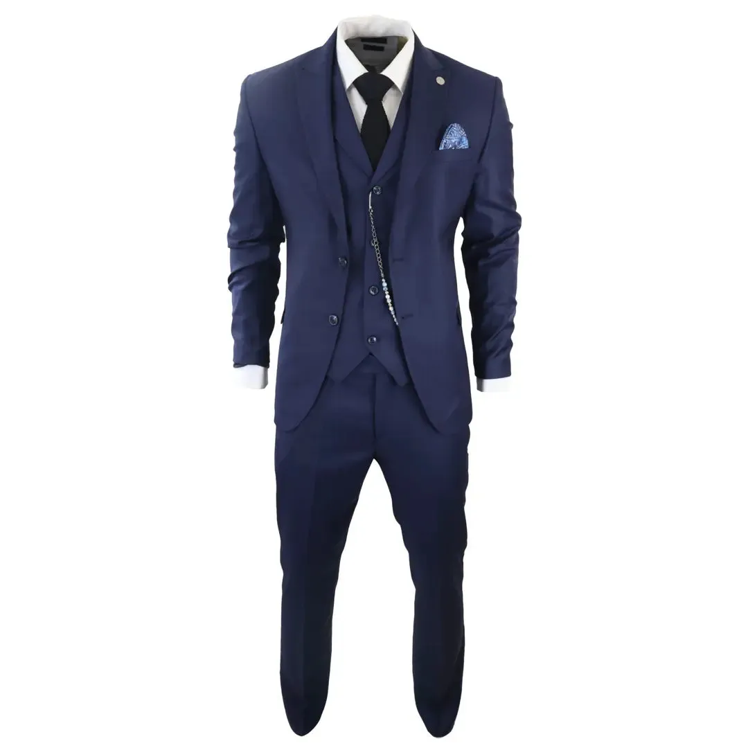 James - Men's 3 Piece Navy Blue Suit
