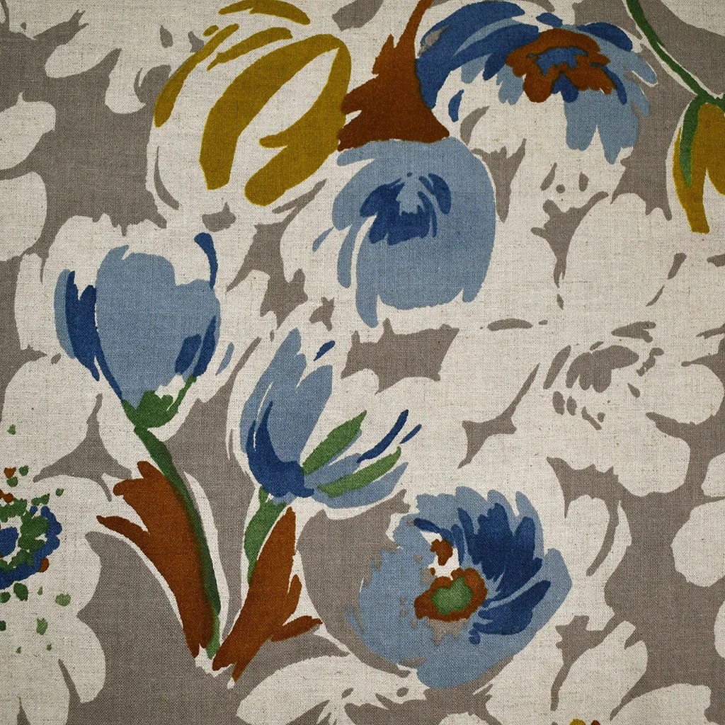Japanese Artistic Spring Floral Linen Blend Shirting Taupe