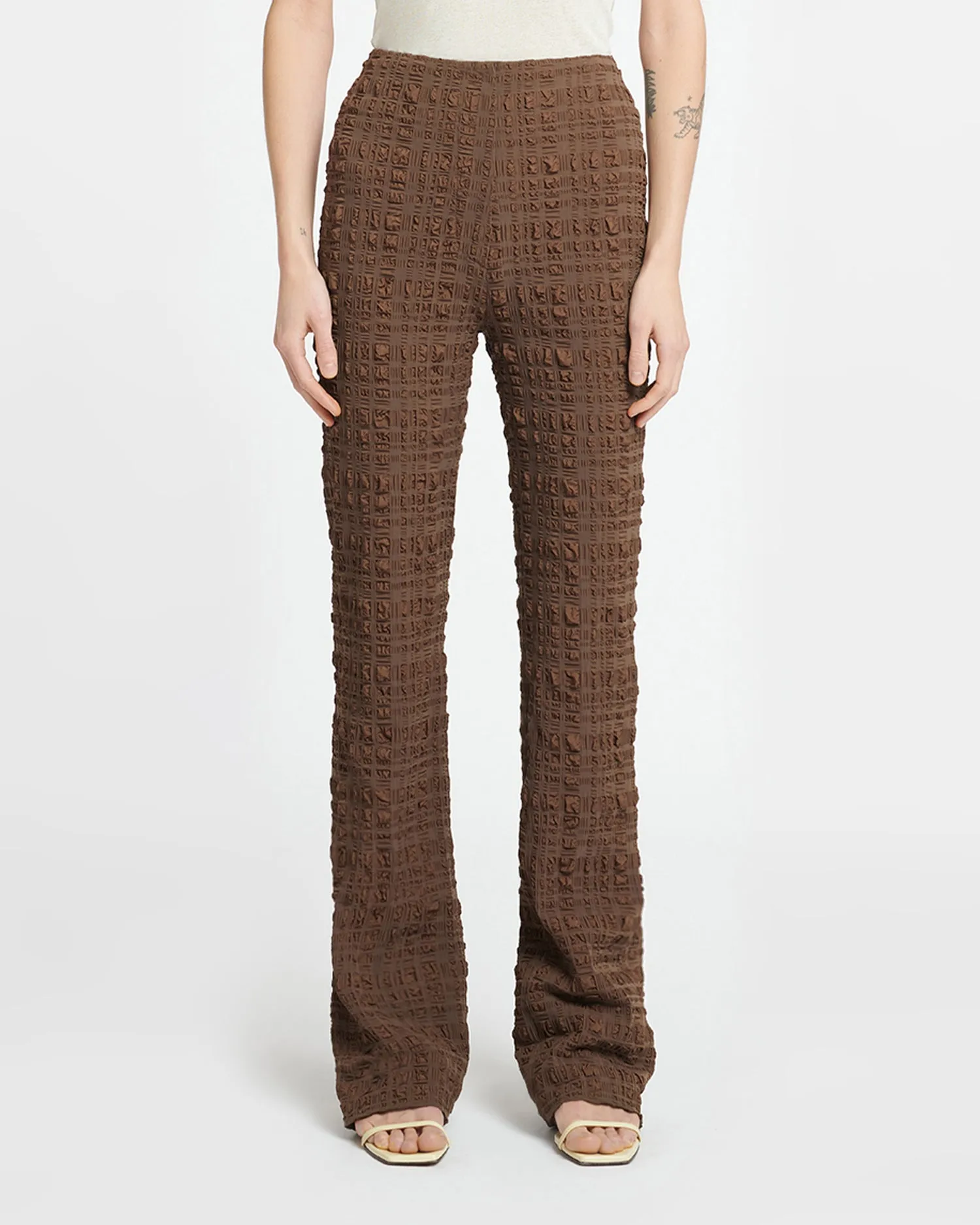 Juna - Seersucker Pants - Dark Brown