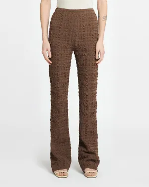 Juna - Seersucker Pants - Dark Brown