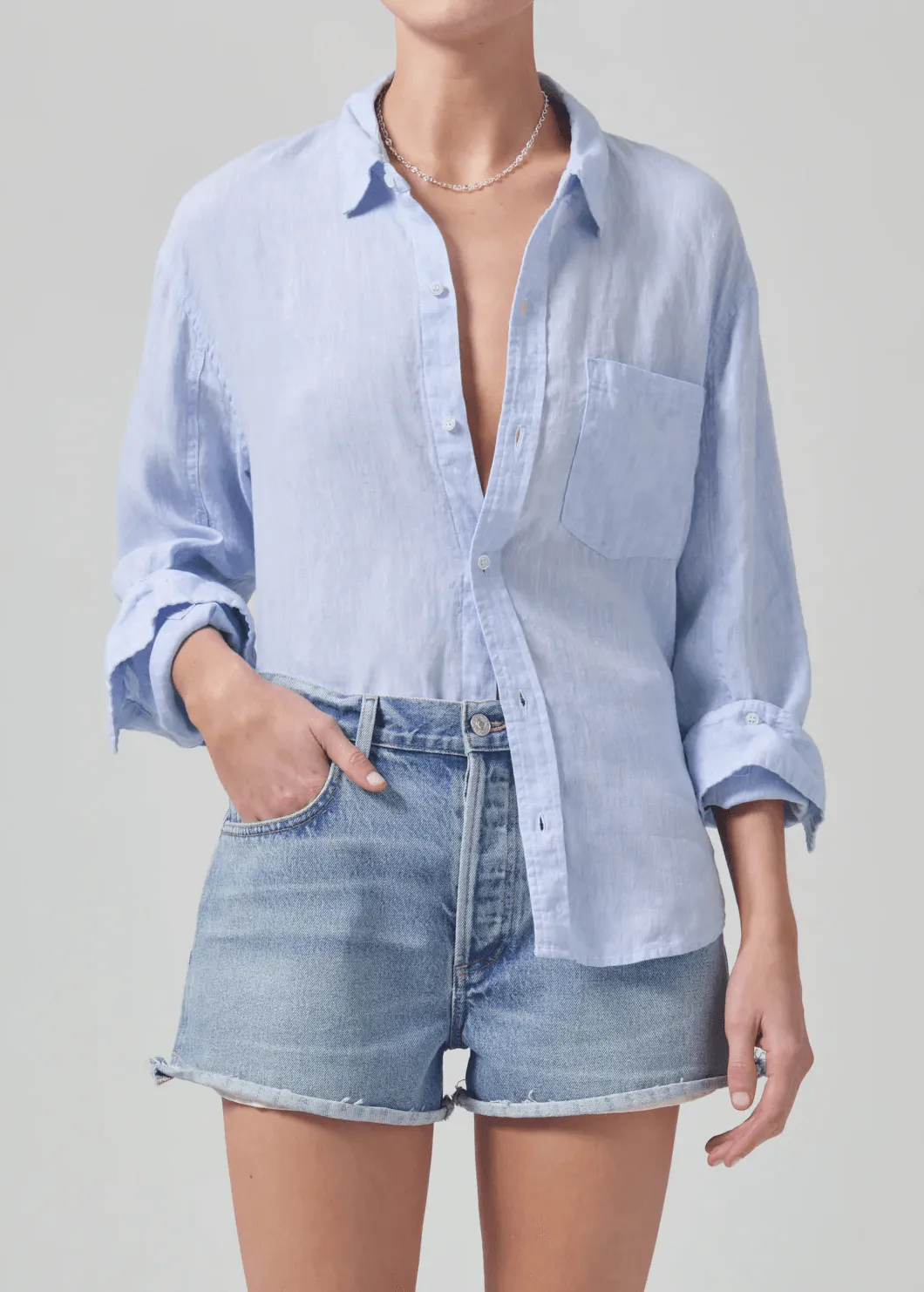 Kayla Shrunken Button Up Glint