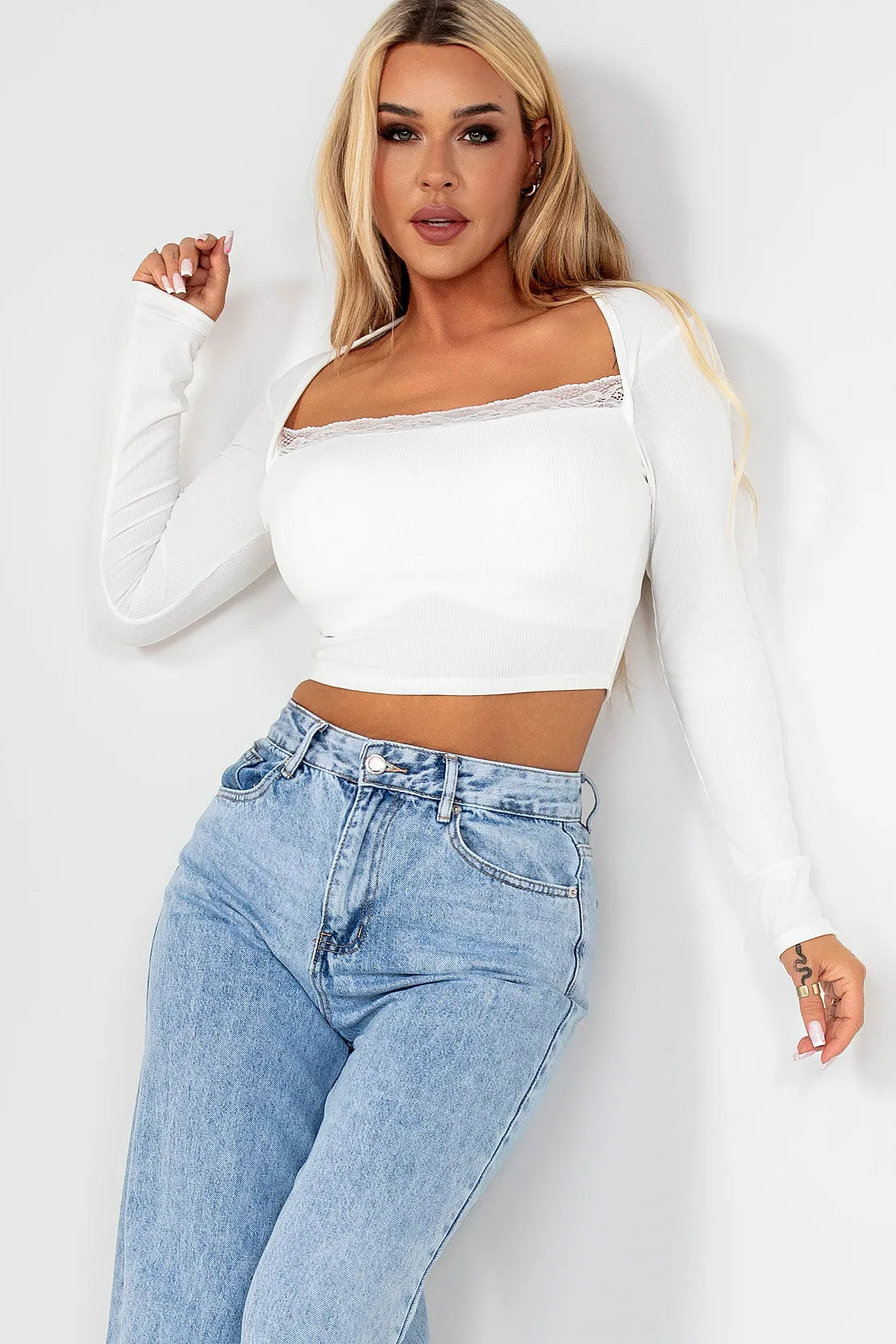 Kayla White Long Sleeve Top
