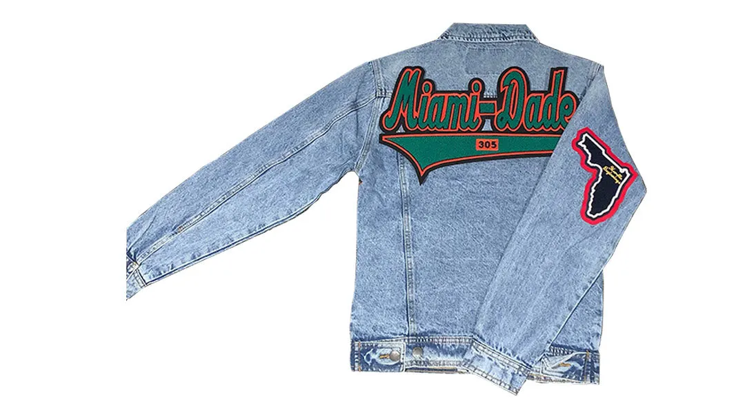 Kelly Green & Orange “Miami- Dade” Denim Jacket