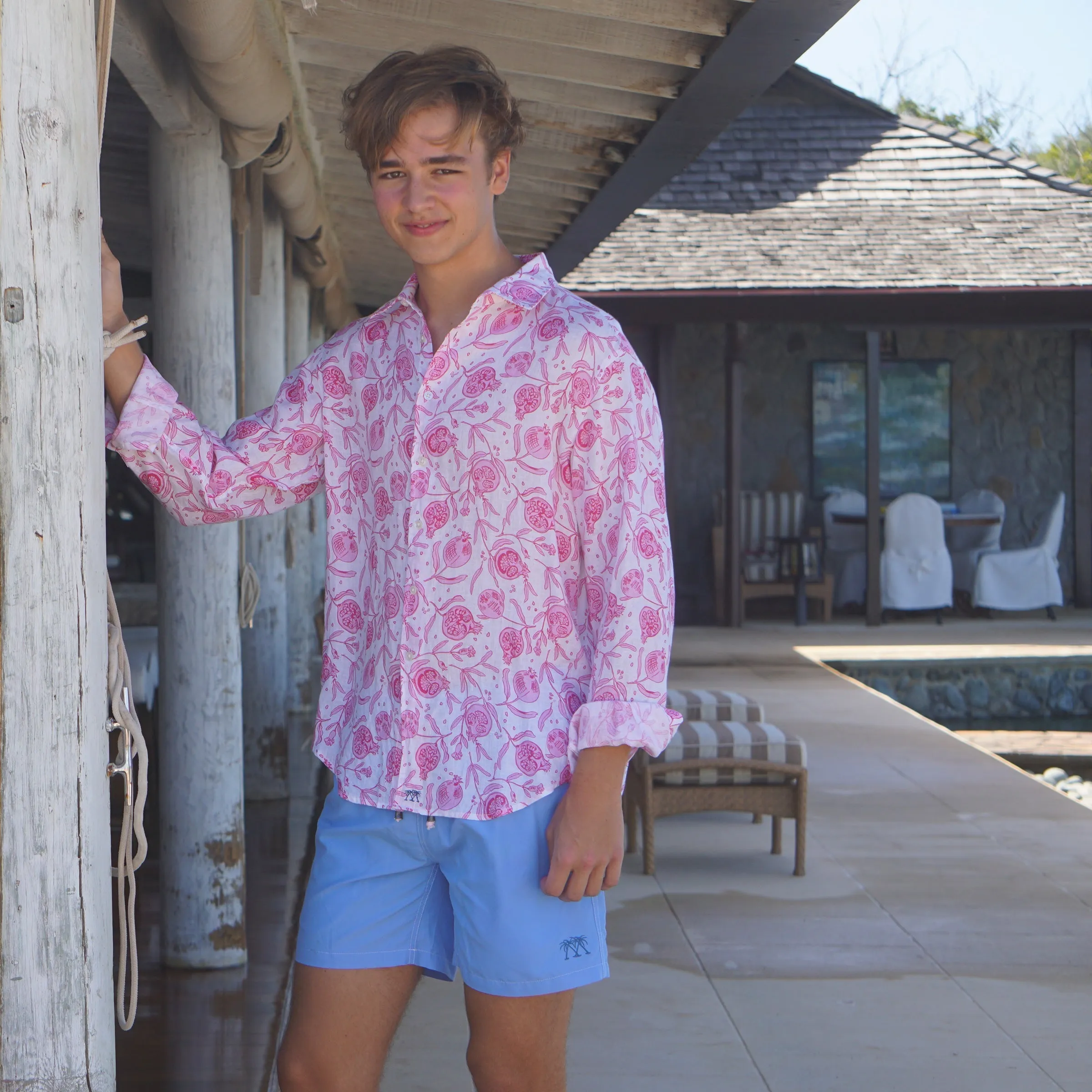 Kids' Linen Shirt POMEGRANATE