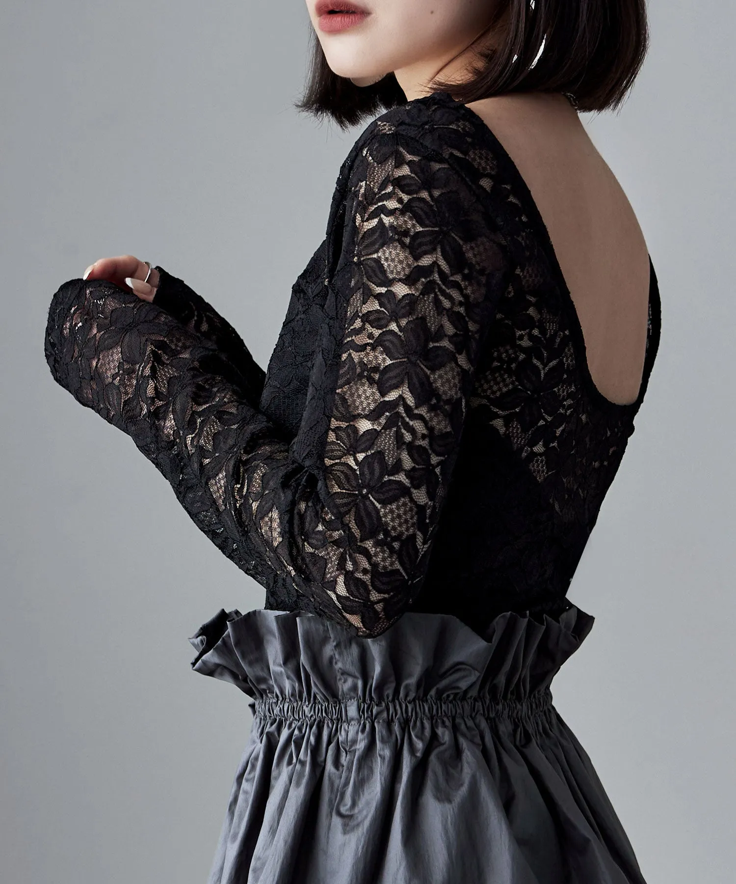 Lace back open tops