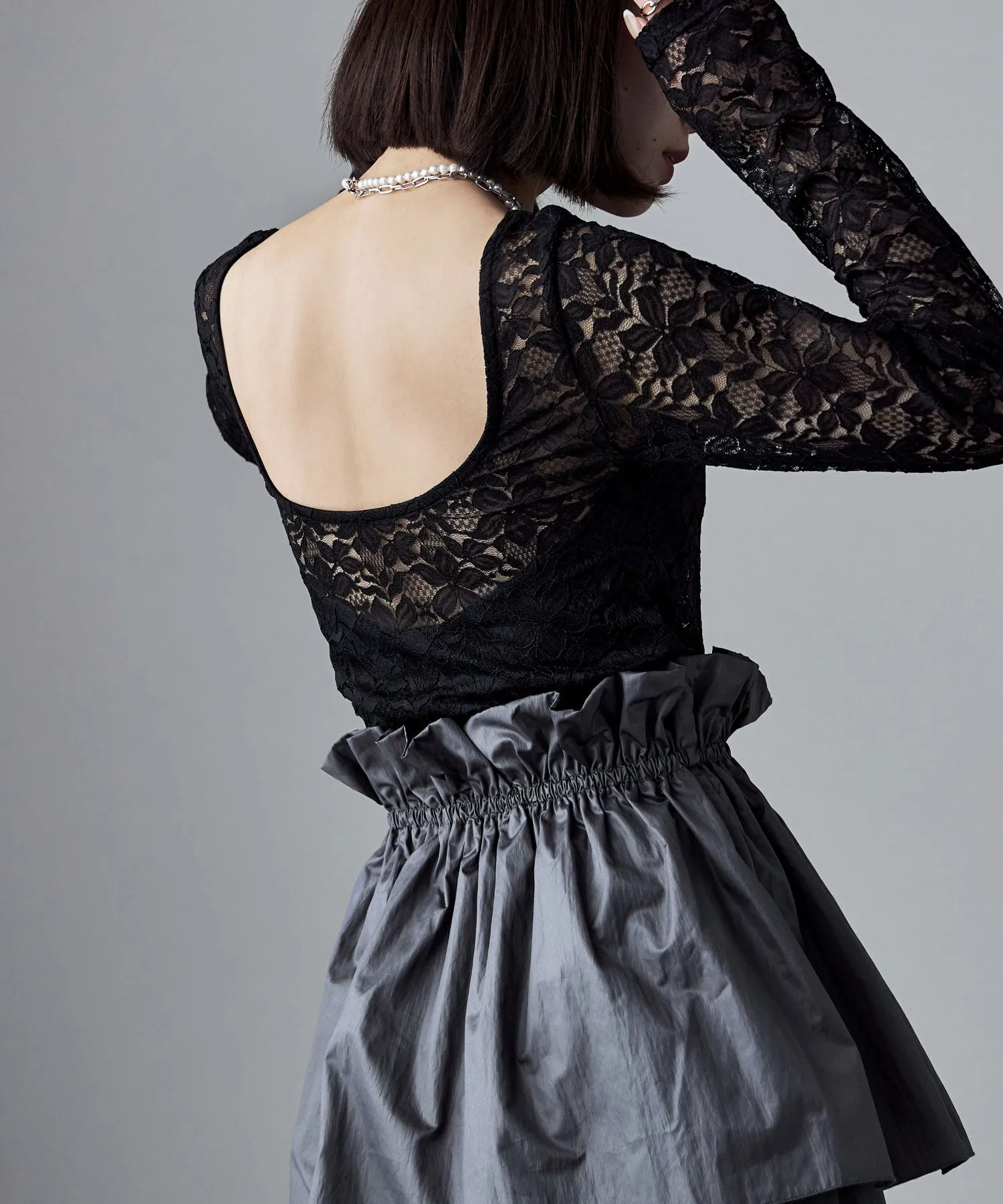 Lace back open tops