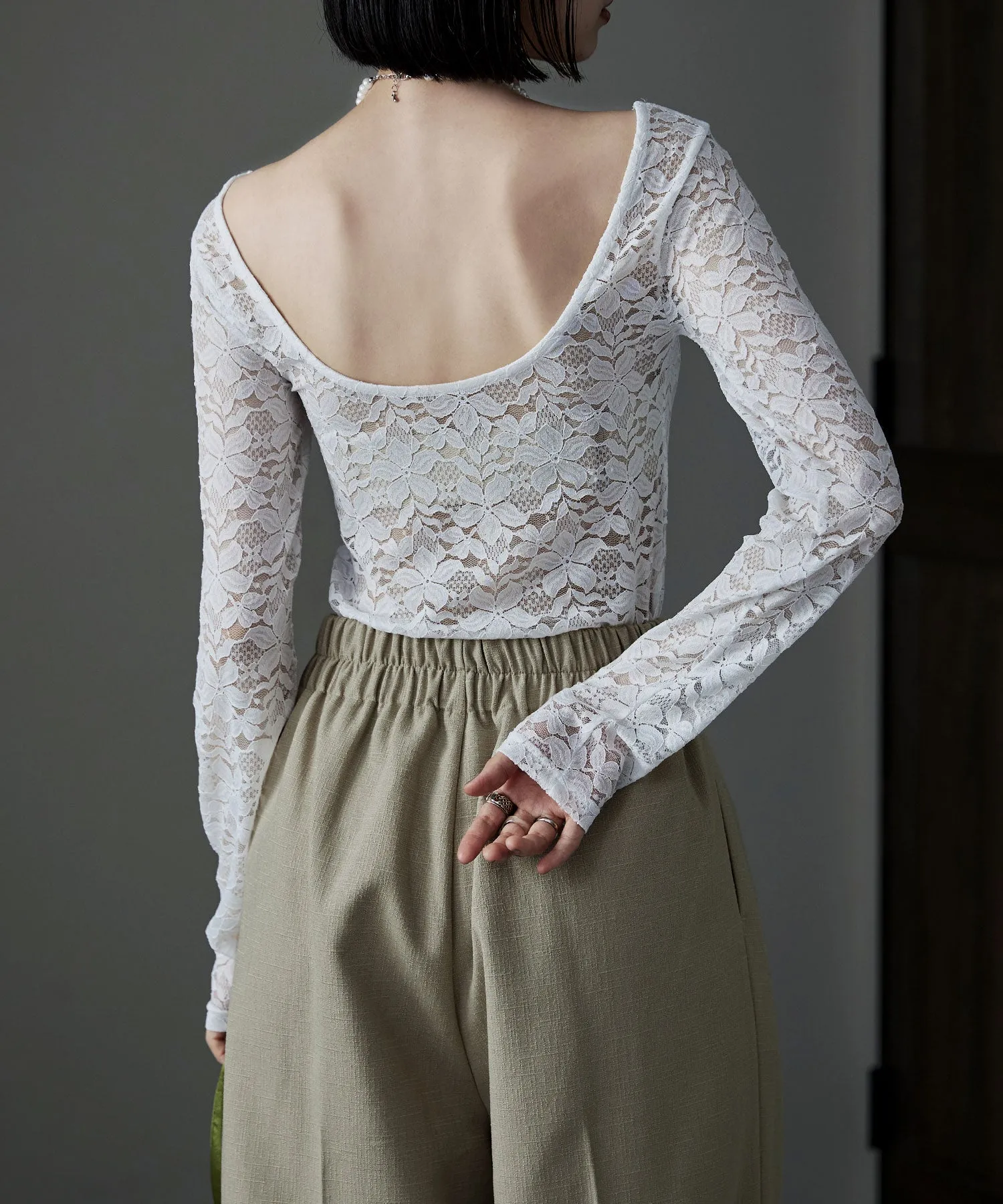 Lace back open tops