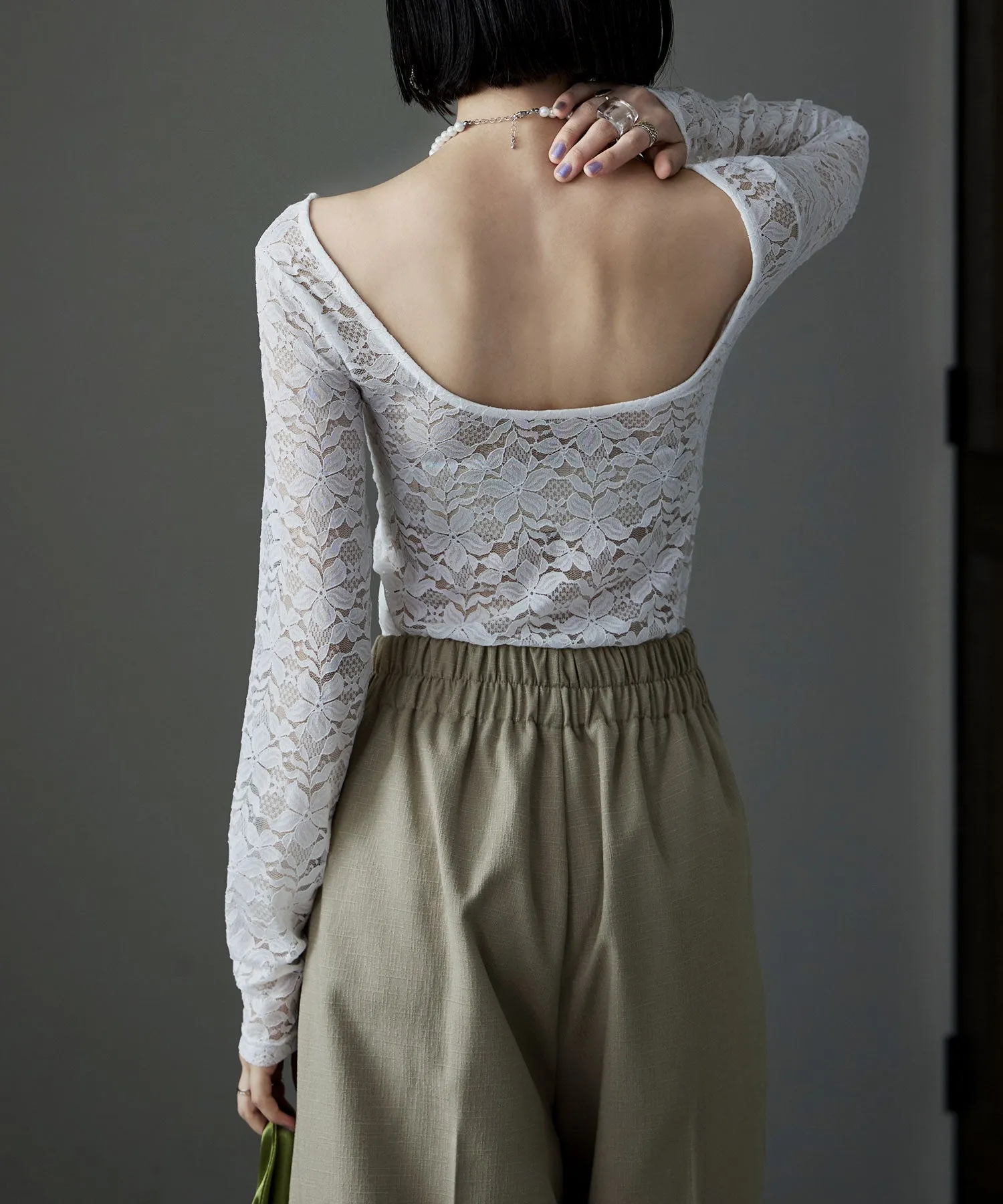 Lace back open tops