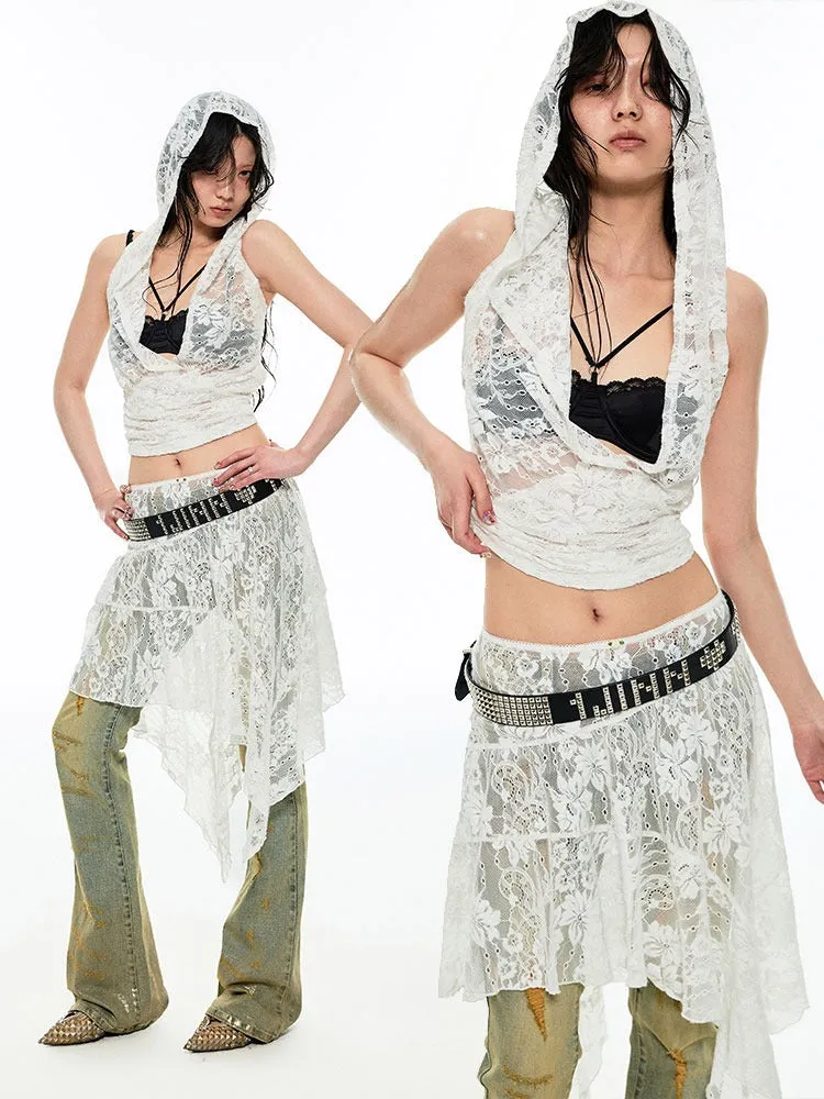 Lazy Lace Sheer Hooded Tops【s0000009148】